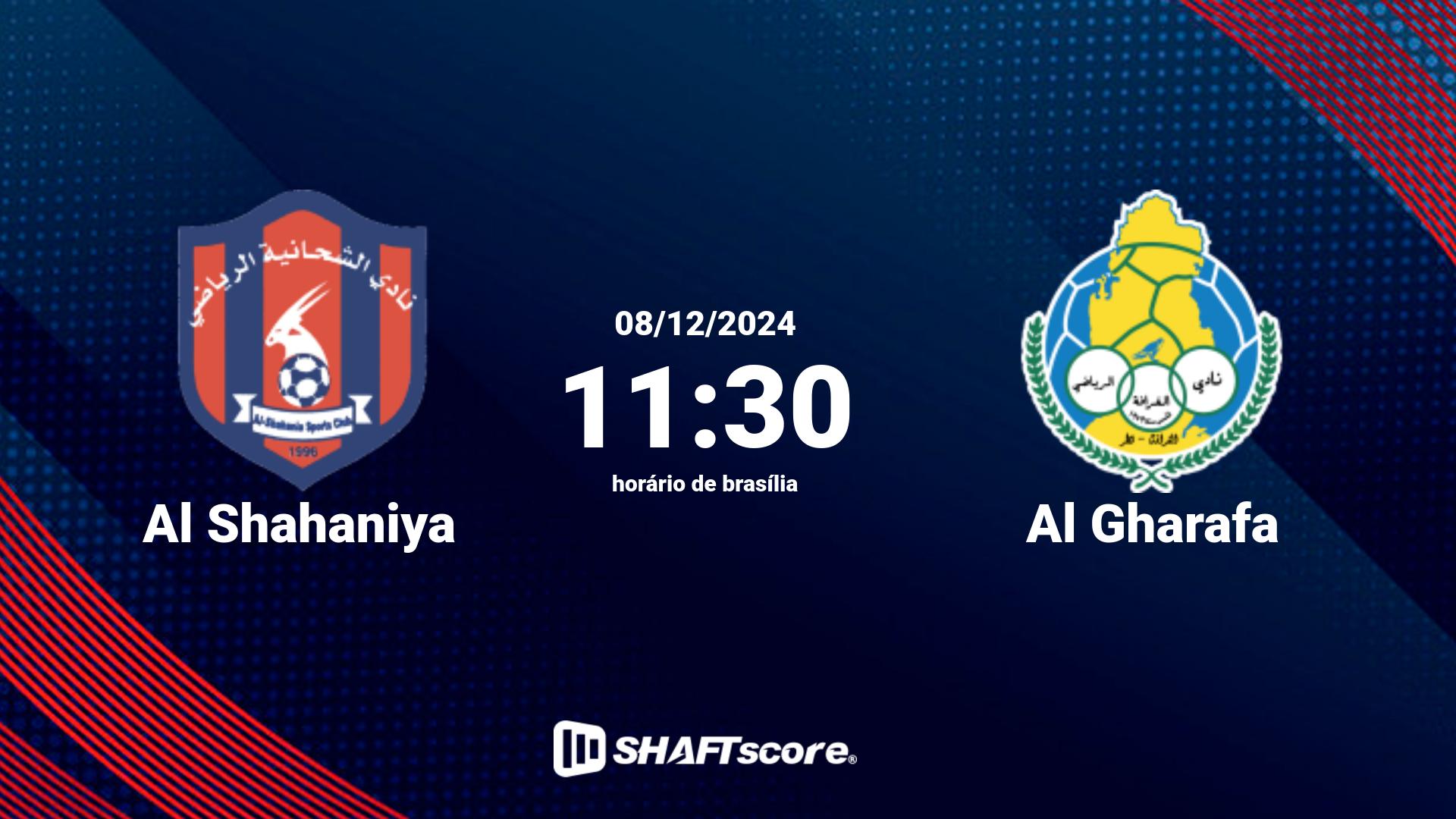 Estatísticas do jogo Al Shahaniya vs Al Gharafa 08.12 11:30