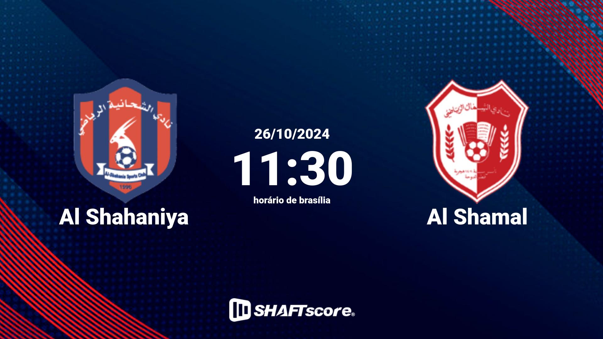 Estatísticas do jogo Al Shahaniya vs Al Shamal 26.10 11:30