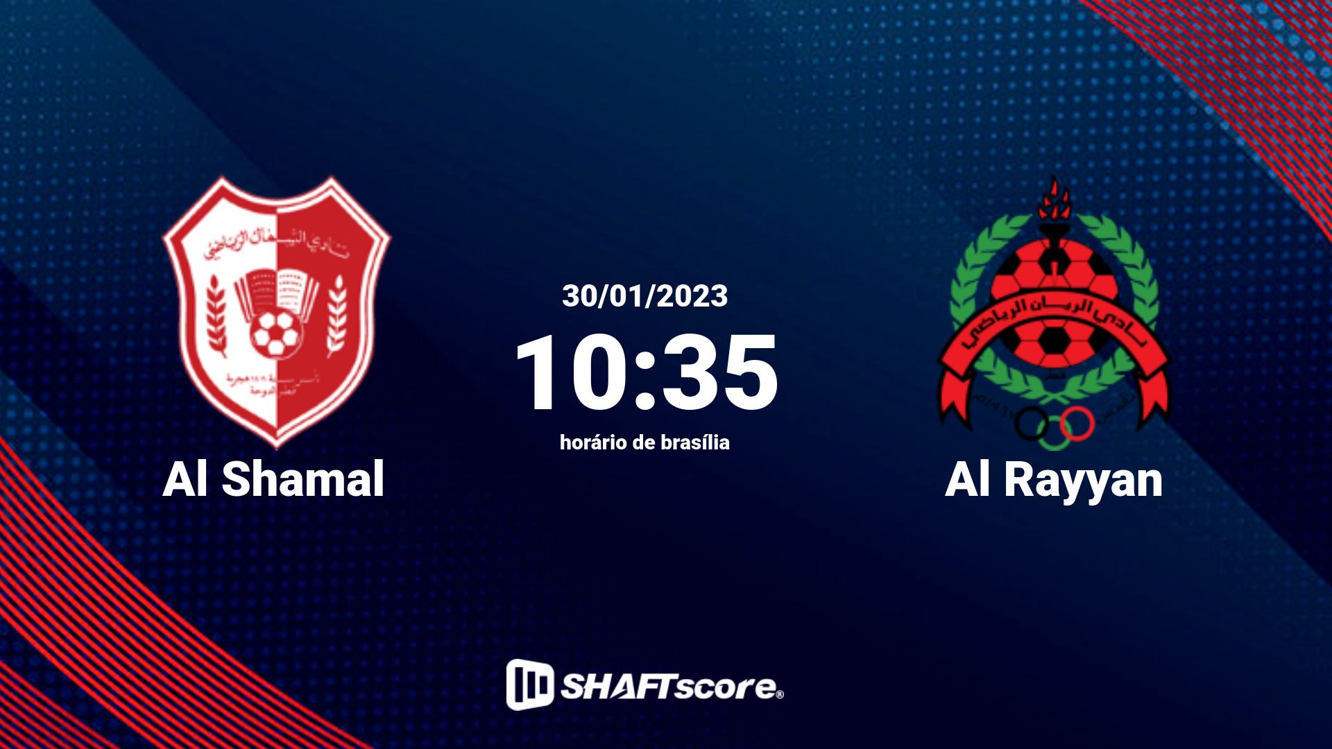 Estatísticas do jogo Al Shamal vs Al Rayyan 30.01 10:35