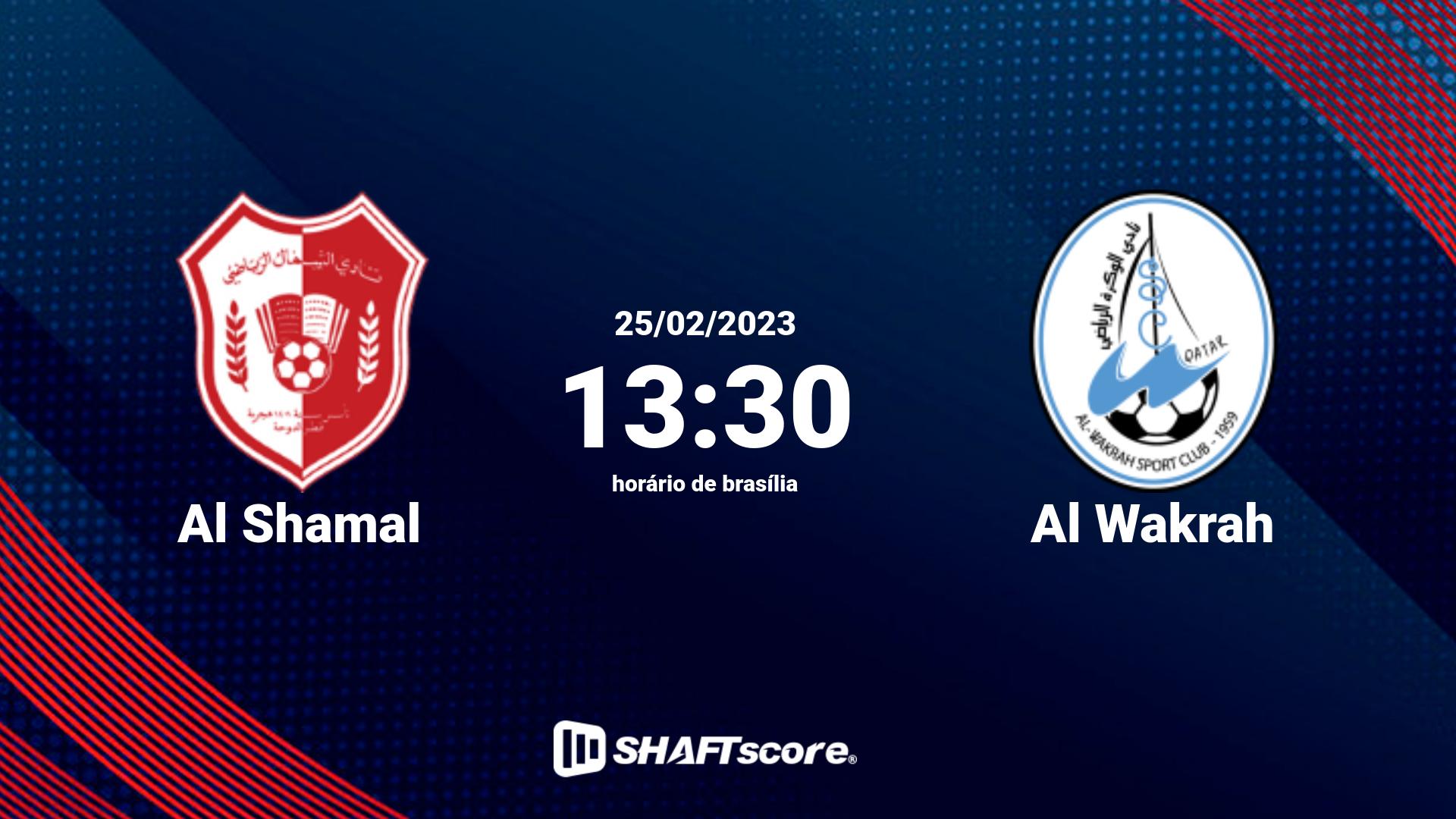 Estatísticas do jogo Al Shamal vs Al Wakrah 25.02 13:30