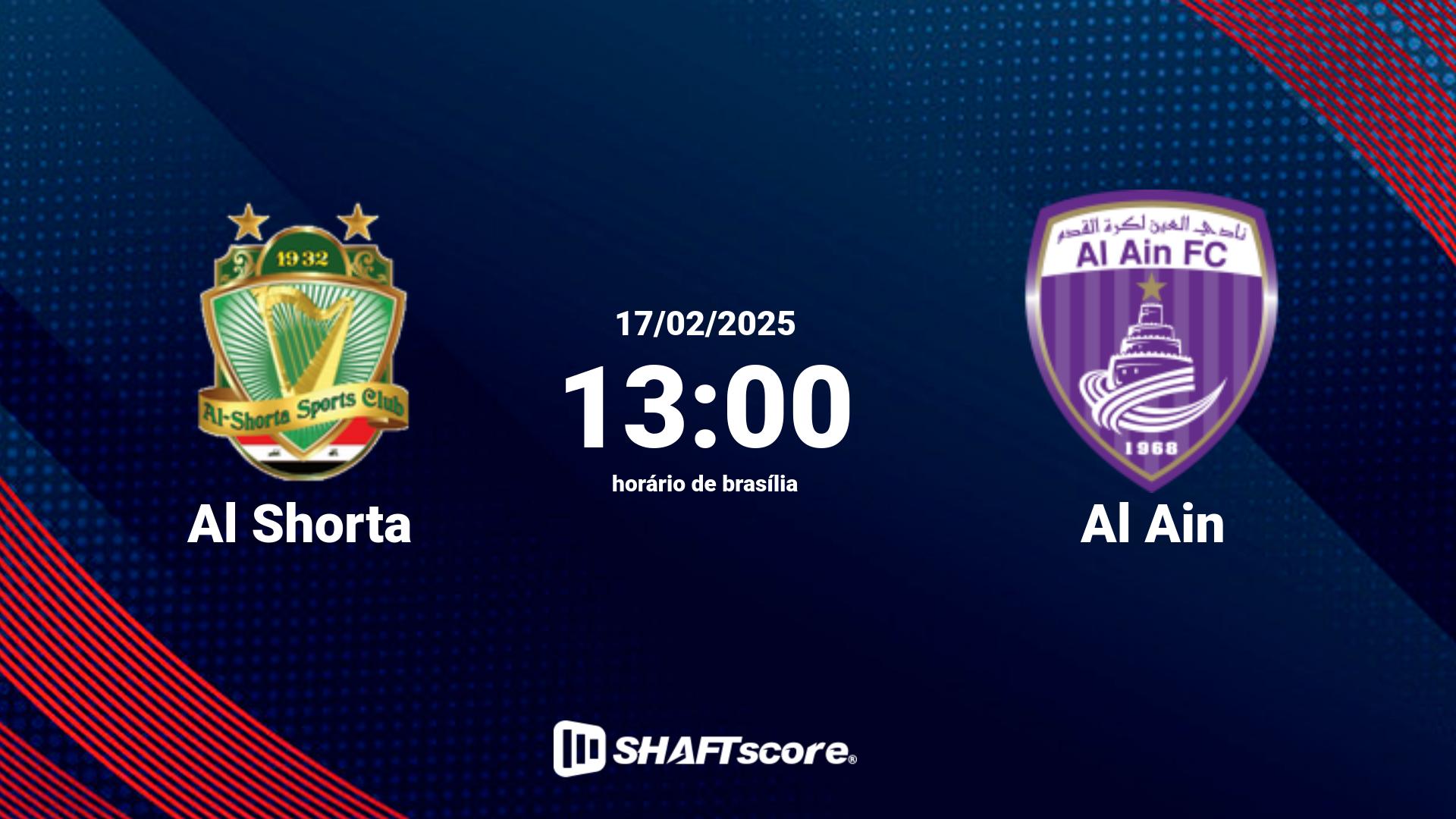 Estatísticas do jogo Al Shorta vs Al Ain 17.02 13:00