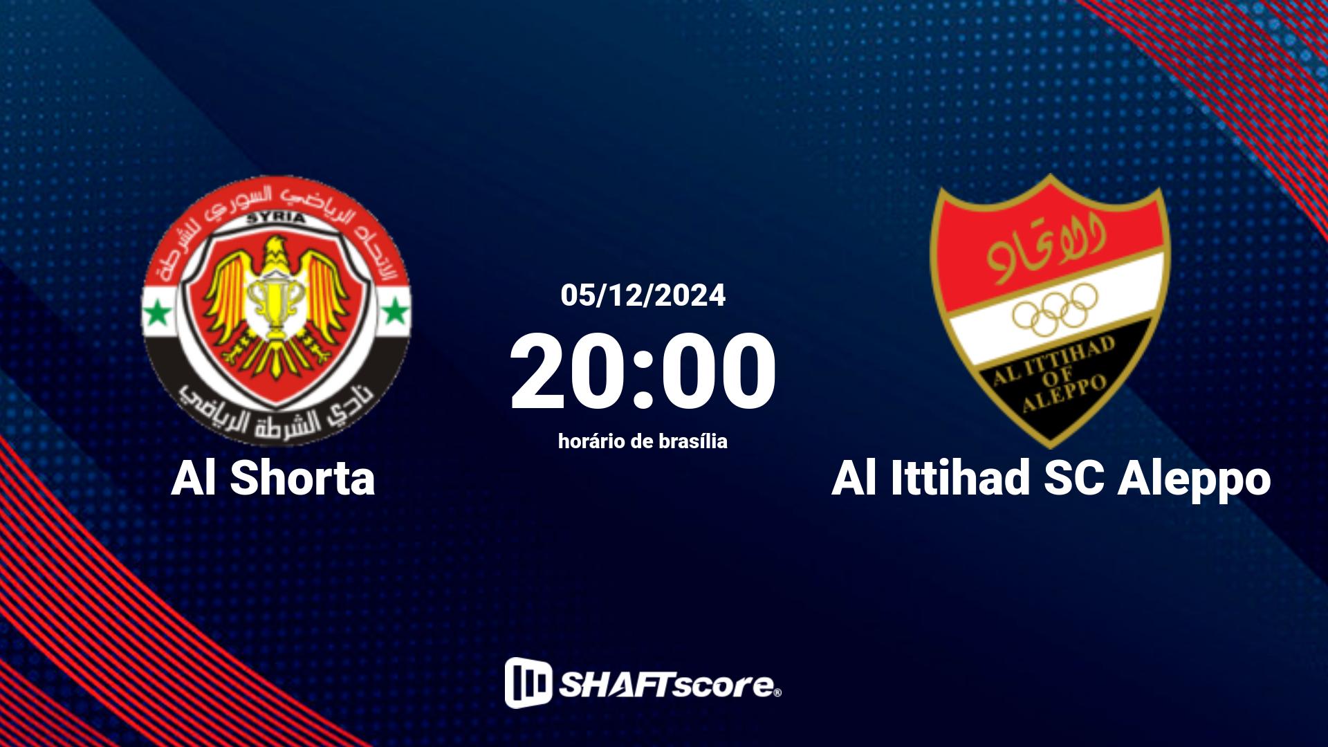 Estatísticas do jogo Al Shorta vs Al Ittihad SC Aleppo 05.12 20:00