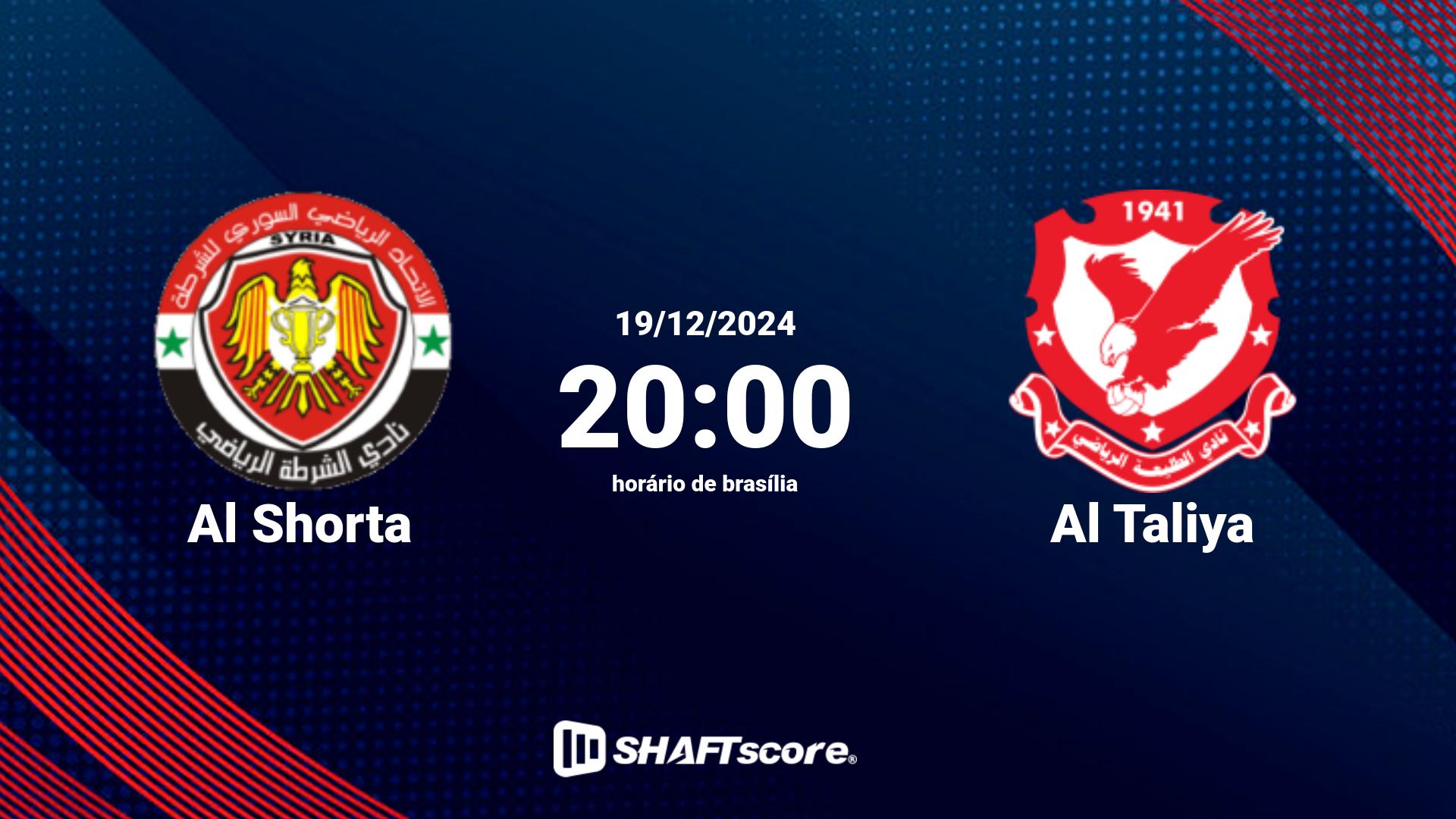 Estatísticas do jogo Al Shorta vs Al Taliya 19.12 20:00