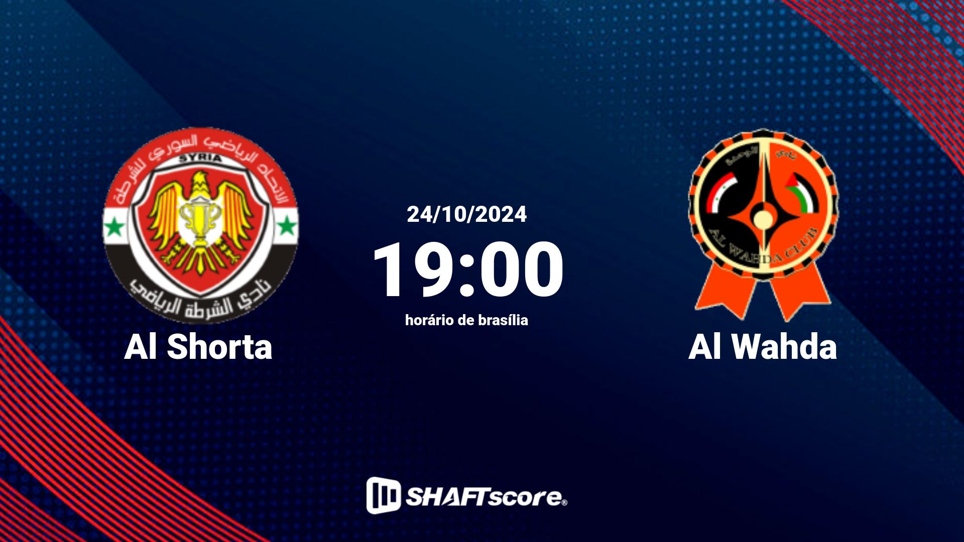 Estatísticas do jogo Al Shorta vs Al Wahda 24.10 19:00