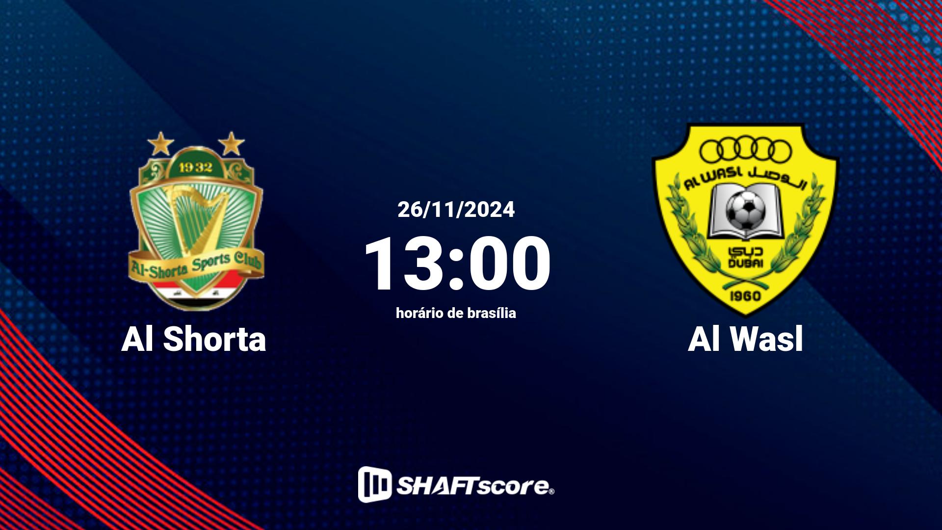 Estatísticas do jogo Al Shorta vs Al Wasl 26.11 13:00