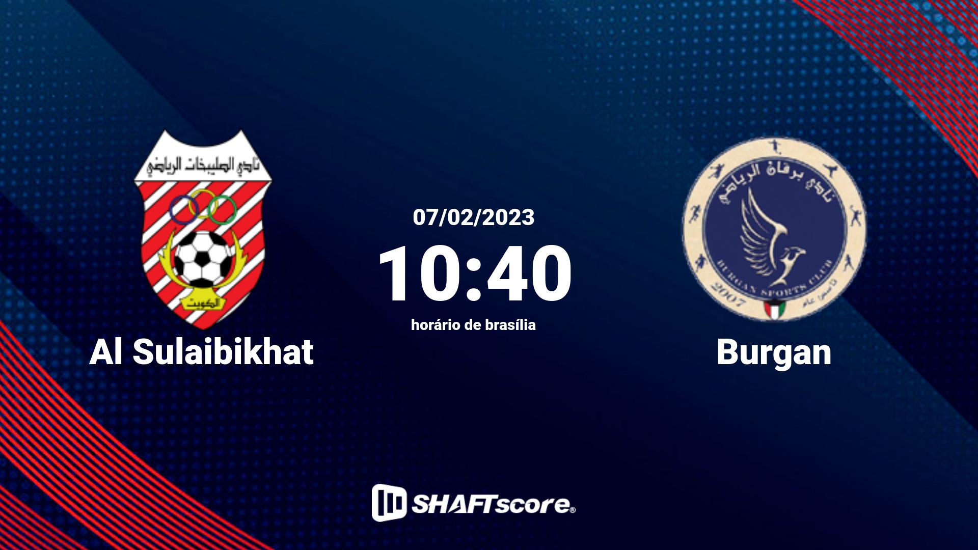 Estatísticas do jogo Al Sulaibikhat vs Burgan 07.02 10:40