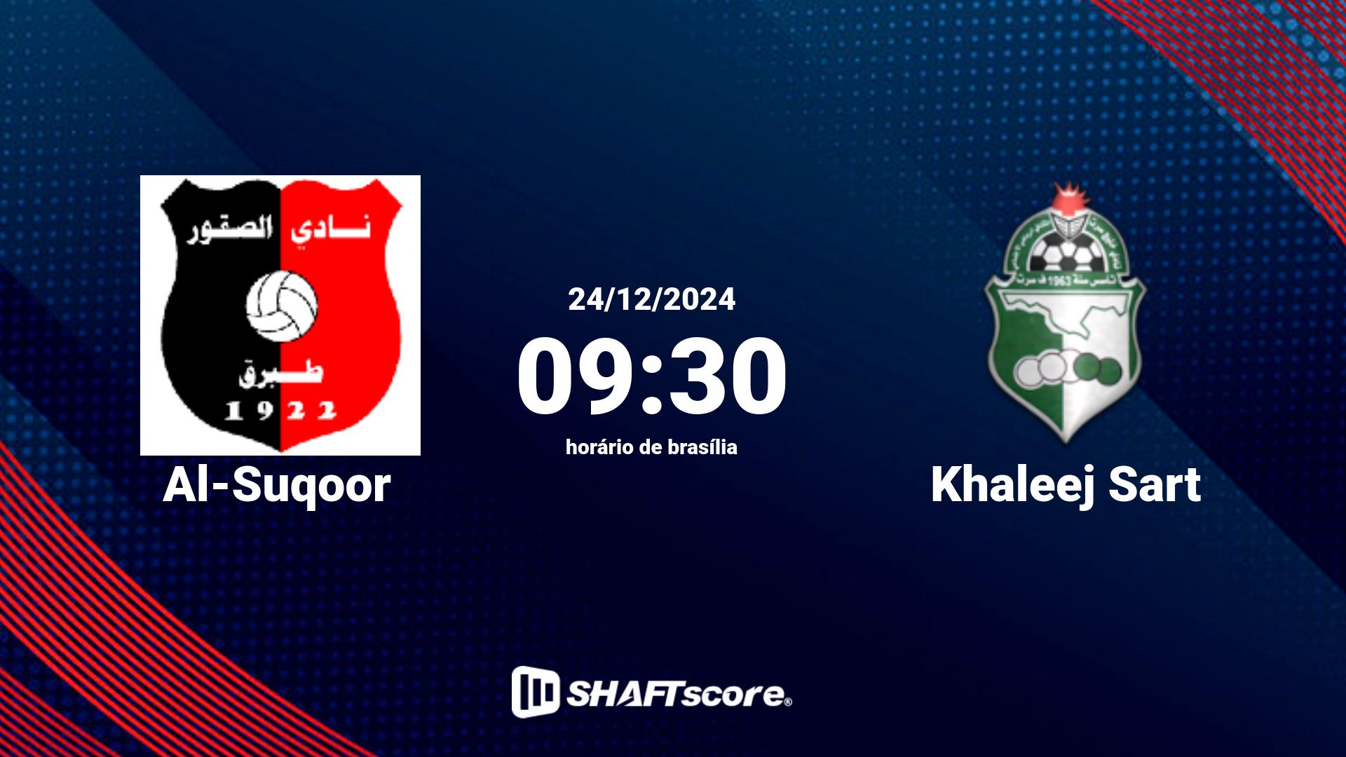 Estatísticas do jogo Al-Suqoor vs Khaleej Sart 24.12 09:30