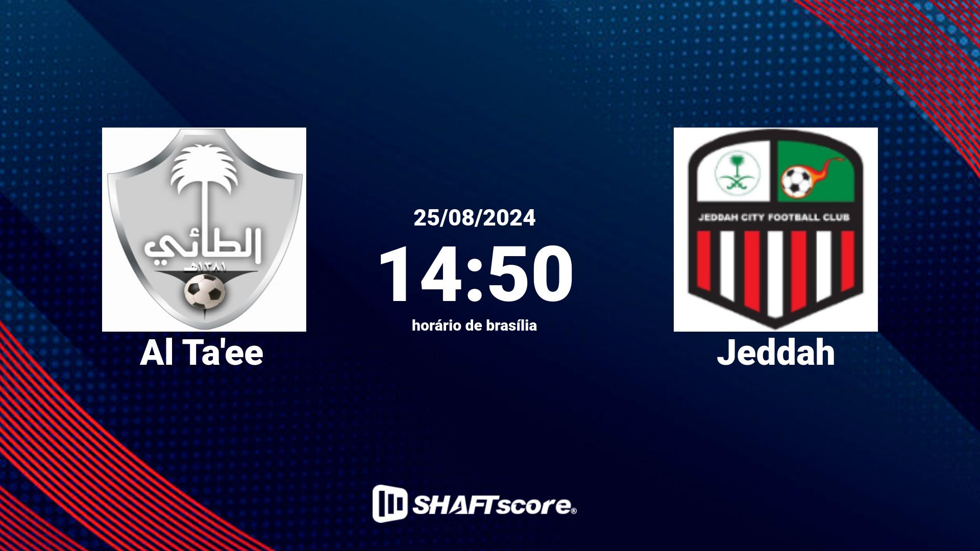 Estatísticas do jogo Al Ta'ee vs Jeddah 25.08 14:50