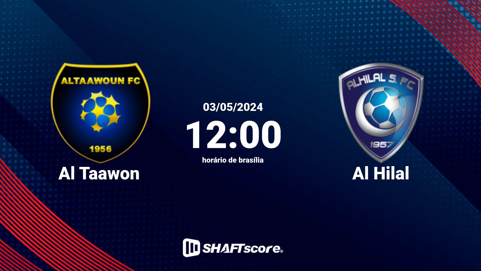 Estatísticas do jogo Al Taawon vs Al Hilal 03.05 12:00