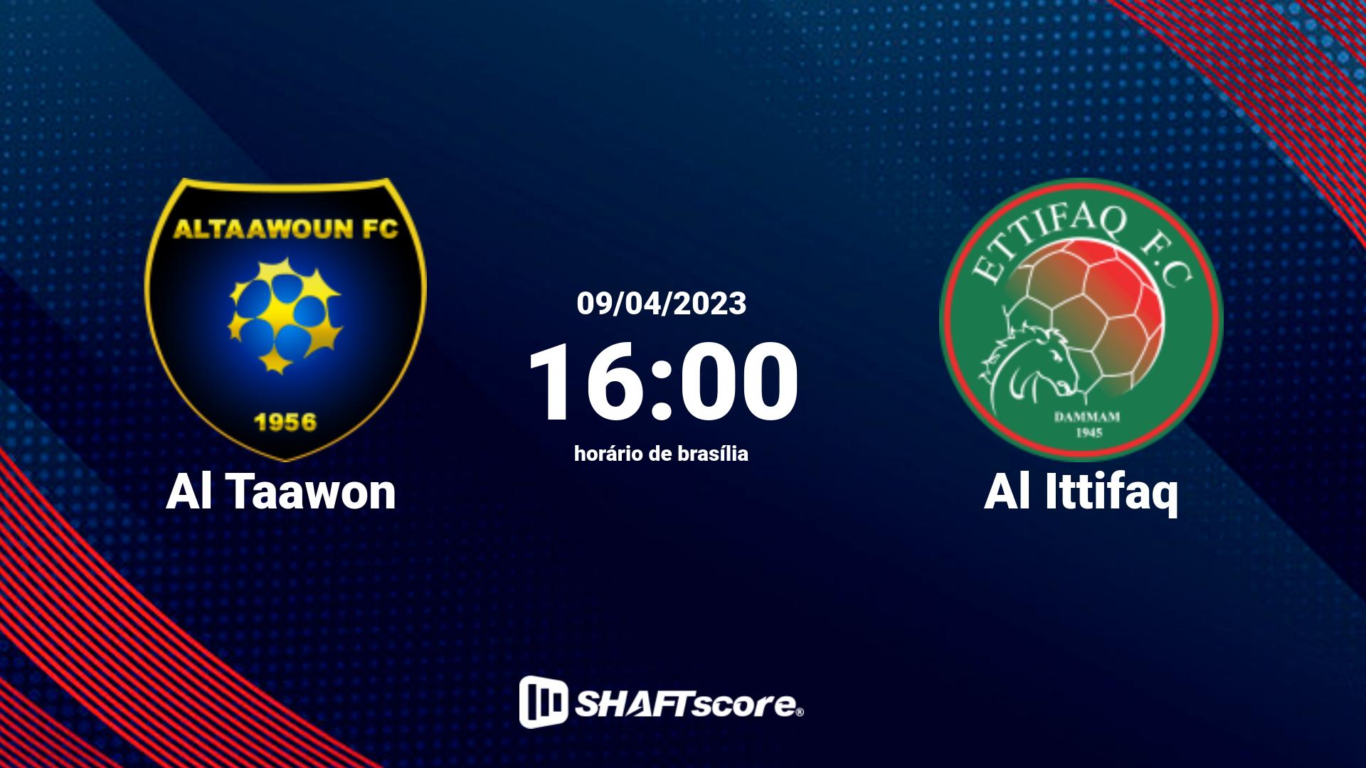 Estatísticas do jogo Al Taawon vs Al Ittifaq 09.04 16:00