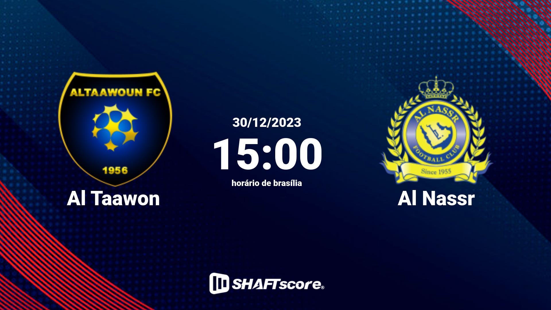 Estatísticas do jogo Al Taawon vs Al Nassr 30.12 15:00