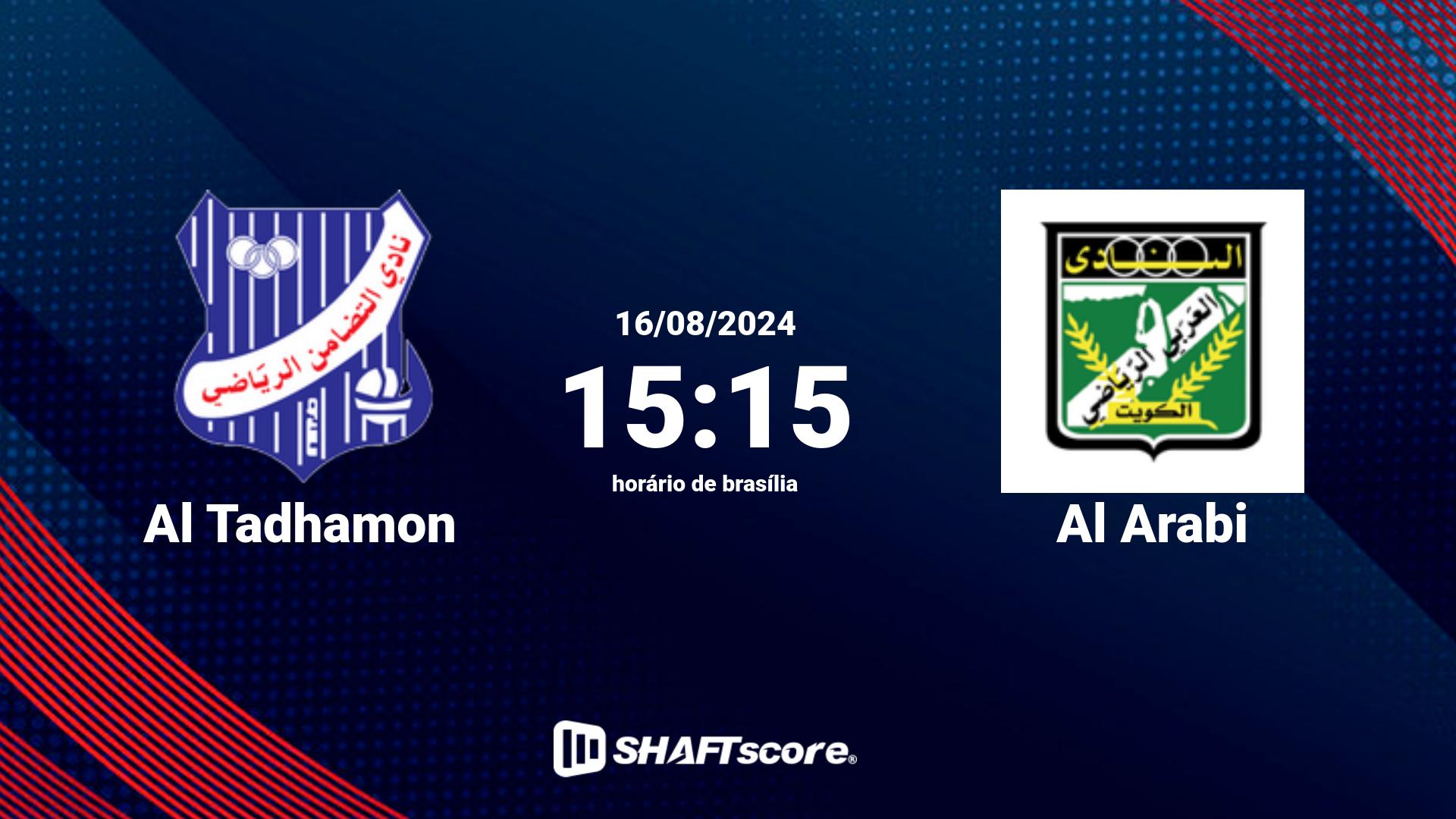 Estatísticas do jogo Al Tadhamon vs Al Arabi 16.08 15:15