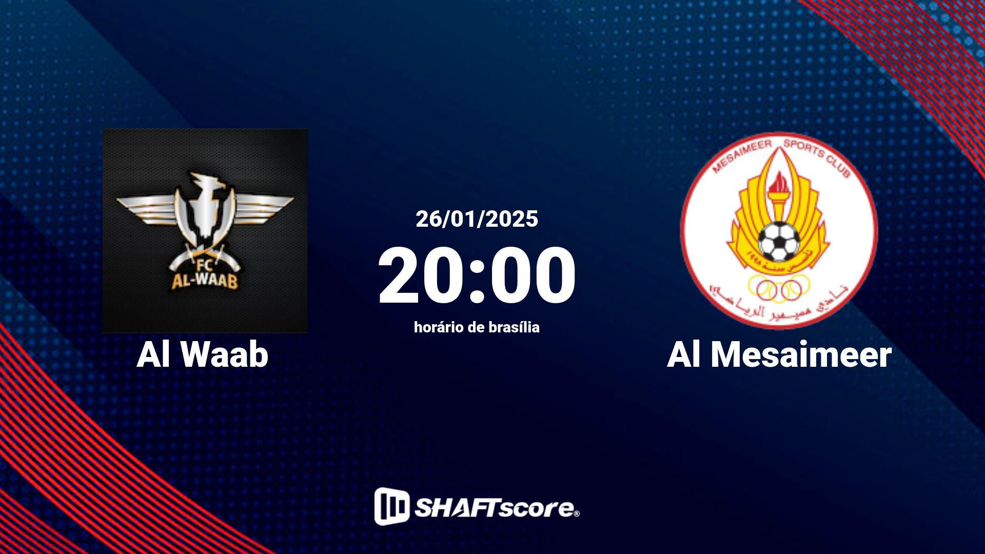 Estatísticas do jogo Al Waab vs Al Mesaimeer 26.01 20:00