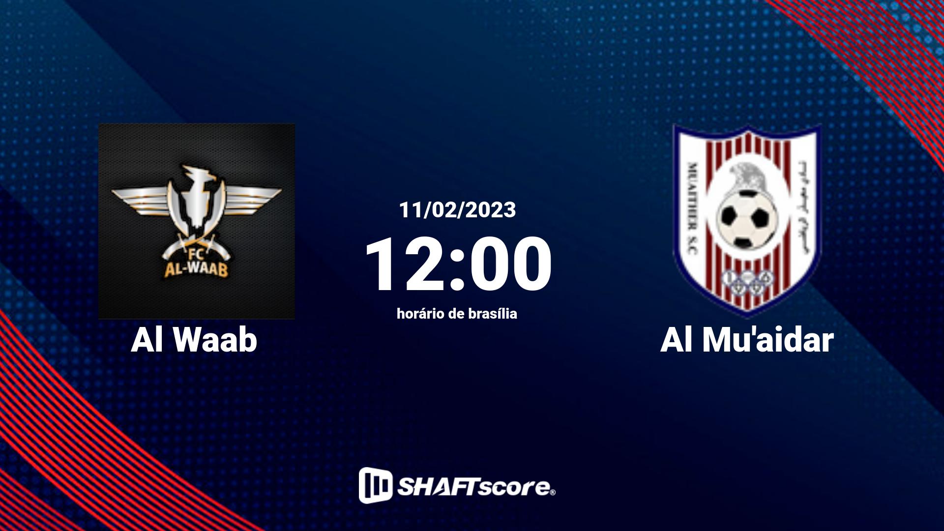 Estatísticas do jogo Al Waab vs Al Mu'aidar 11.02 12:00