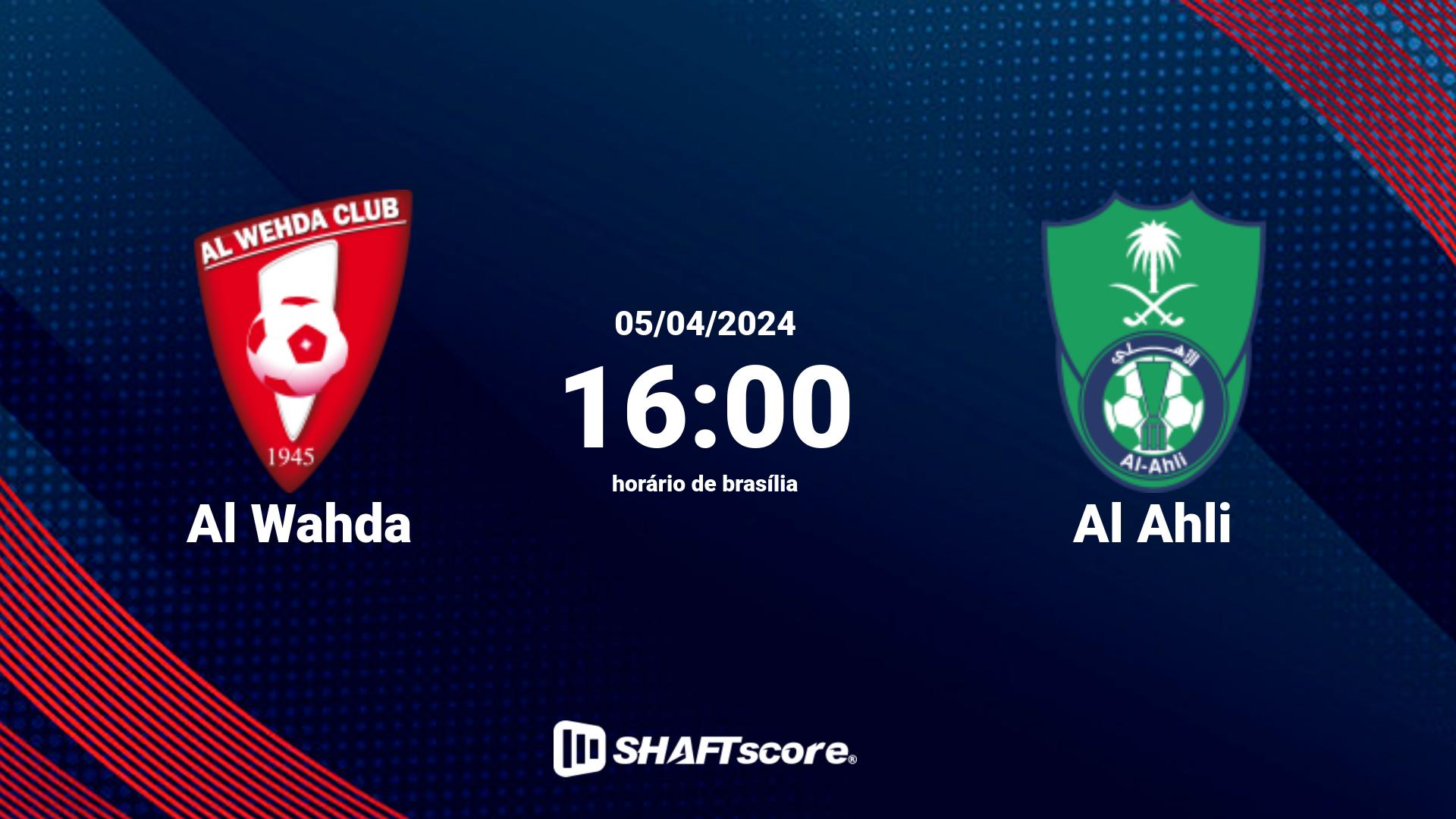 Estatísticas do jogo Al Wahda vs Al Ahli 05.04 16:00