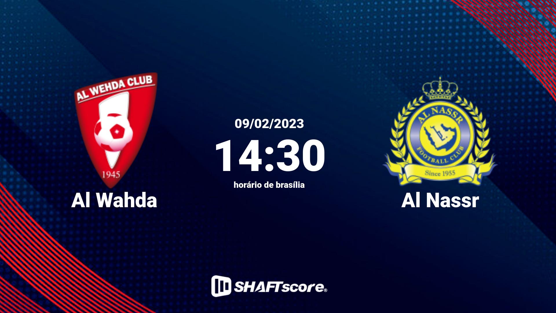 Estatísticas do jogo Al Wahda vs Al Nassr 09.02 14:30