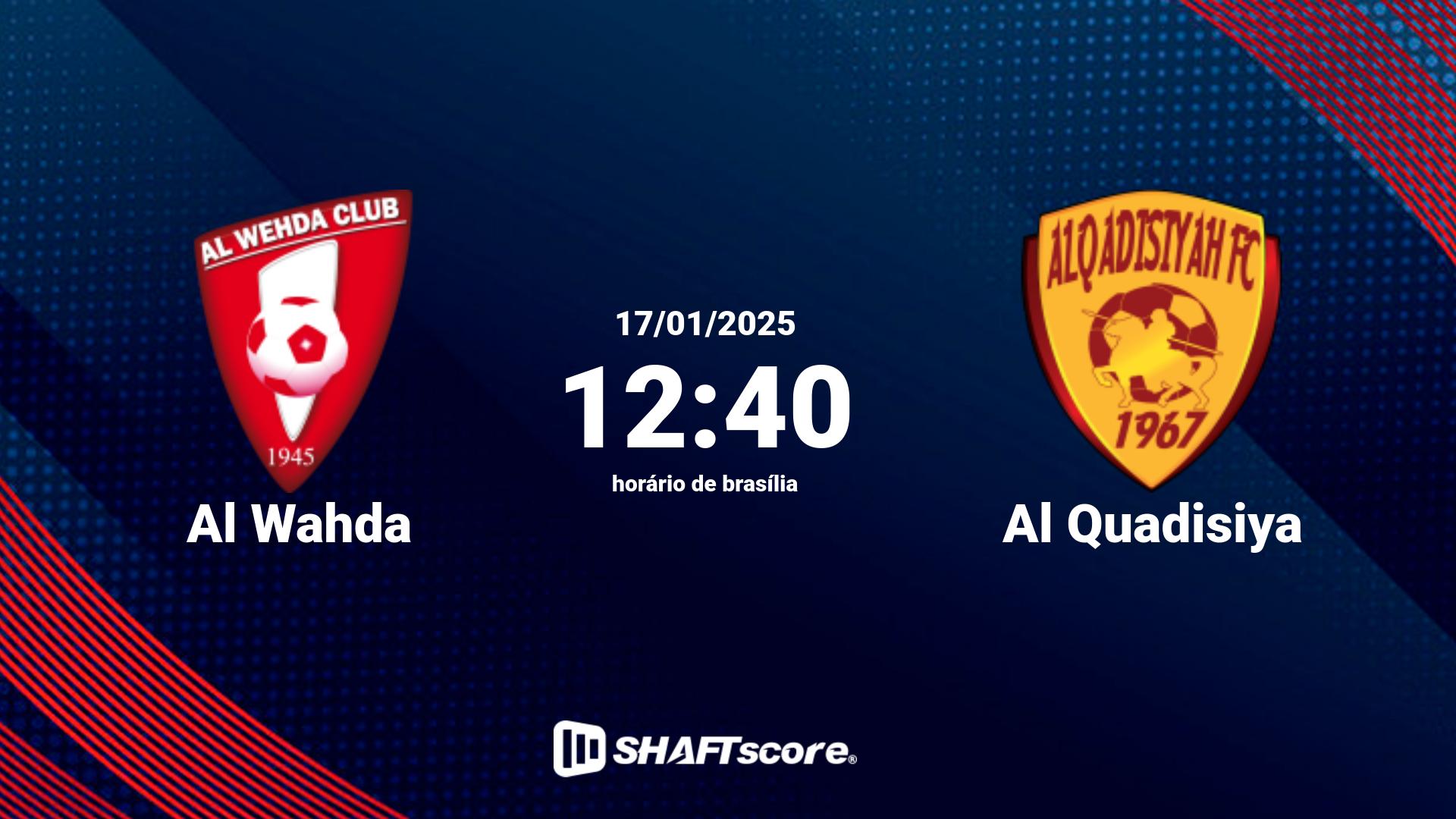 Estatísticas do jogo Al Wahda vs Al Quadisiya 17.01 12:40