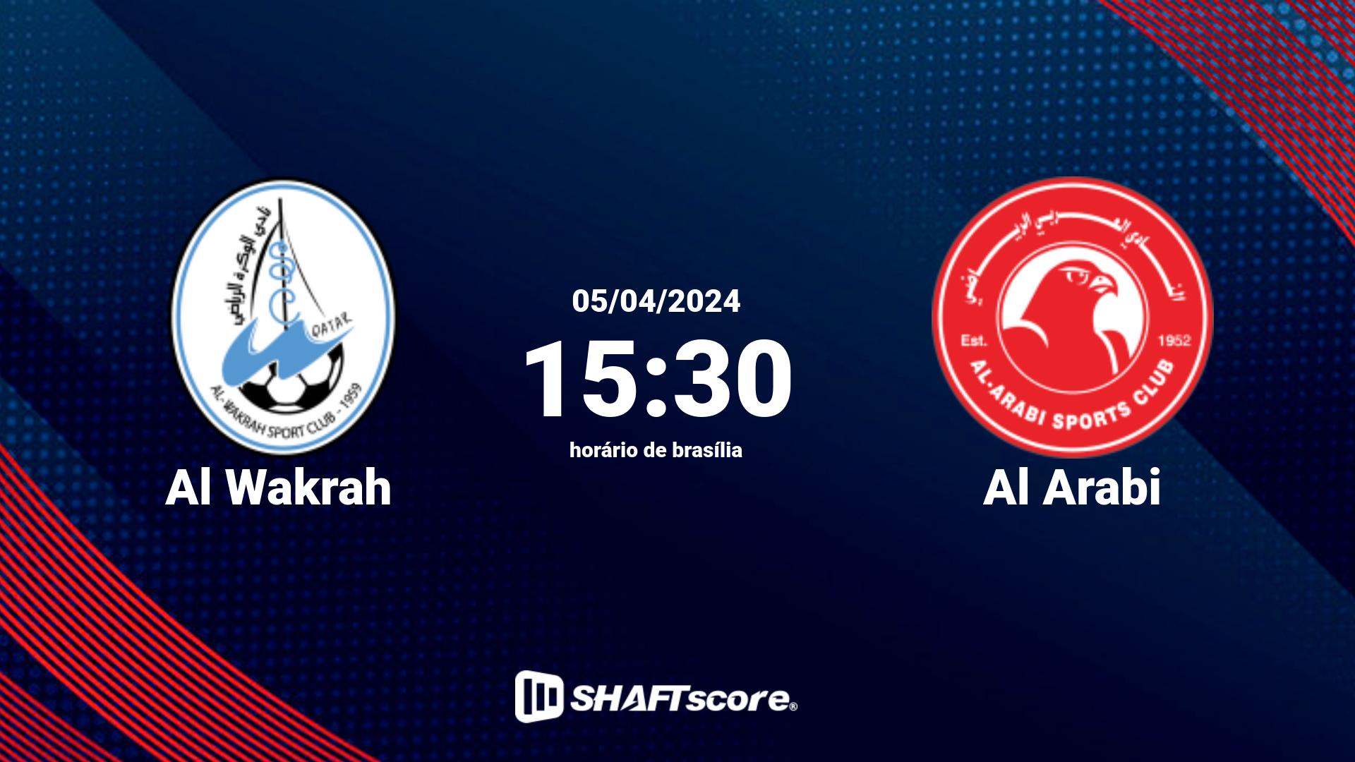 Estatísticas do jogo Al Wakrah vs Al Arabi 05.04 15:30