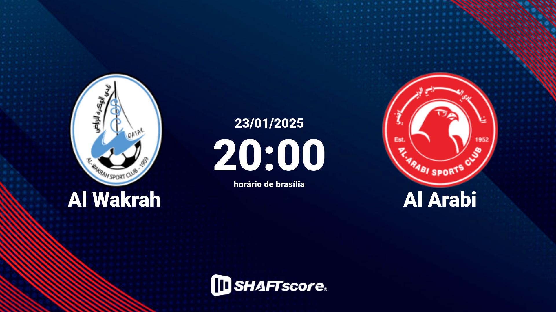 Estatísticas do jogo Al Wakrah vs Al Arabi 23.01 20:00