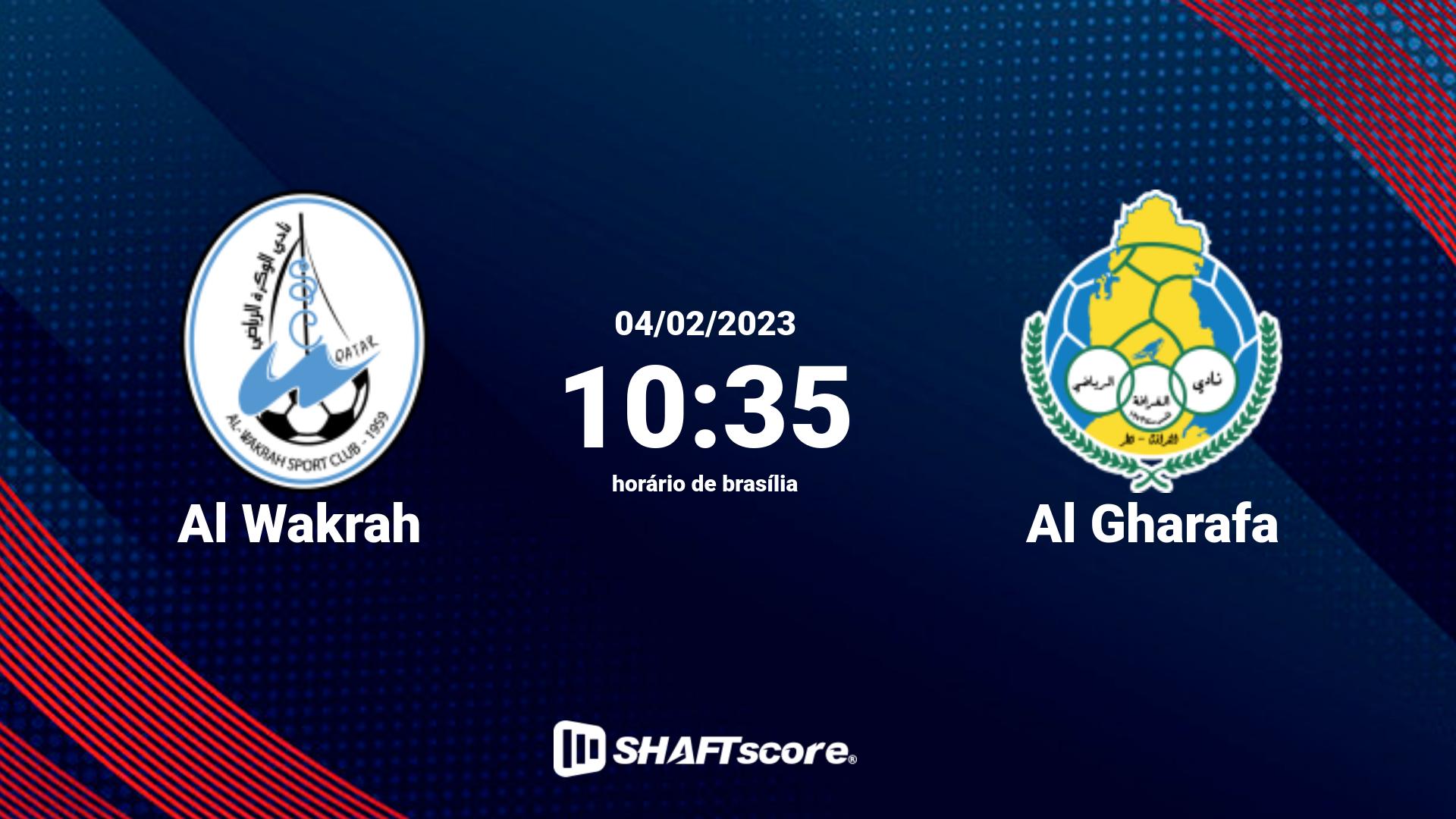 Estatísticas do jogo Al Wakrah vs Al Gharafa 04.02 10:35