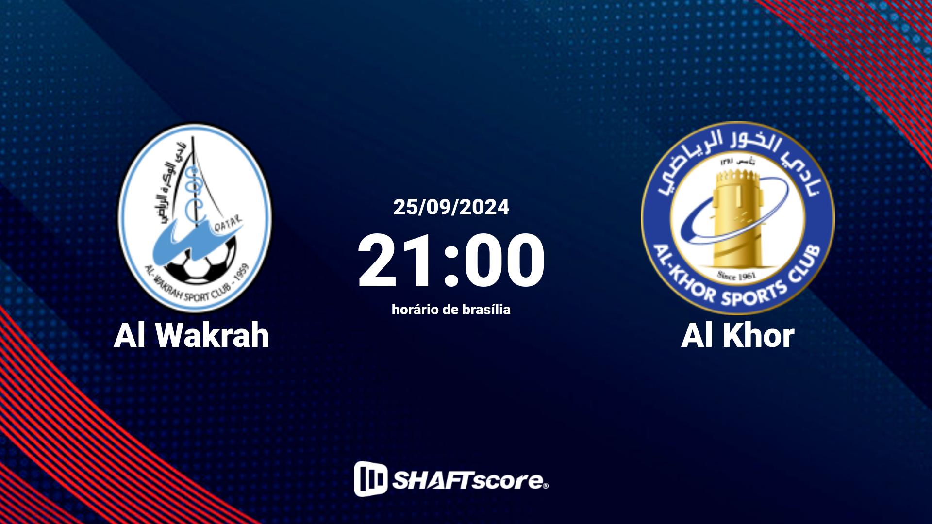 Estatísticas do jogo Al Wakrah vs Al Khor 26.09 14:00