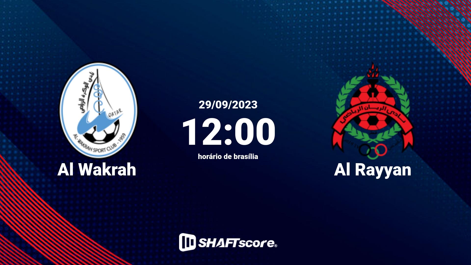 Estatísticas do jogo Al Wakrah vs Al Rayyan 29.09 12:00