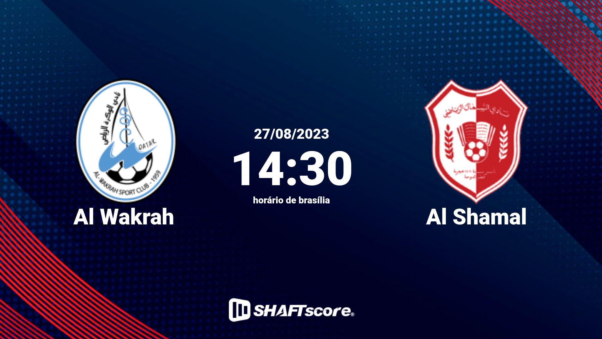 Estatísticas do jogo Al Wakrah vs Al Shamal 27.08 14:30