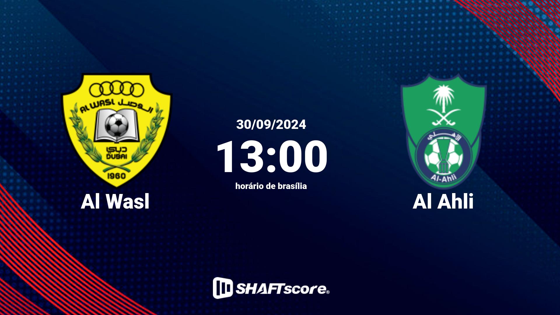 Estatísticas do jogo Al Wasl vs Al Ahli 30.09 13:00