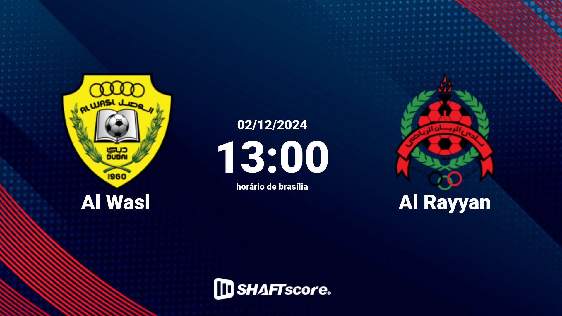 Estatísticas do jogo Al Wasl vs Al Rayyan 02.12 13:00