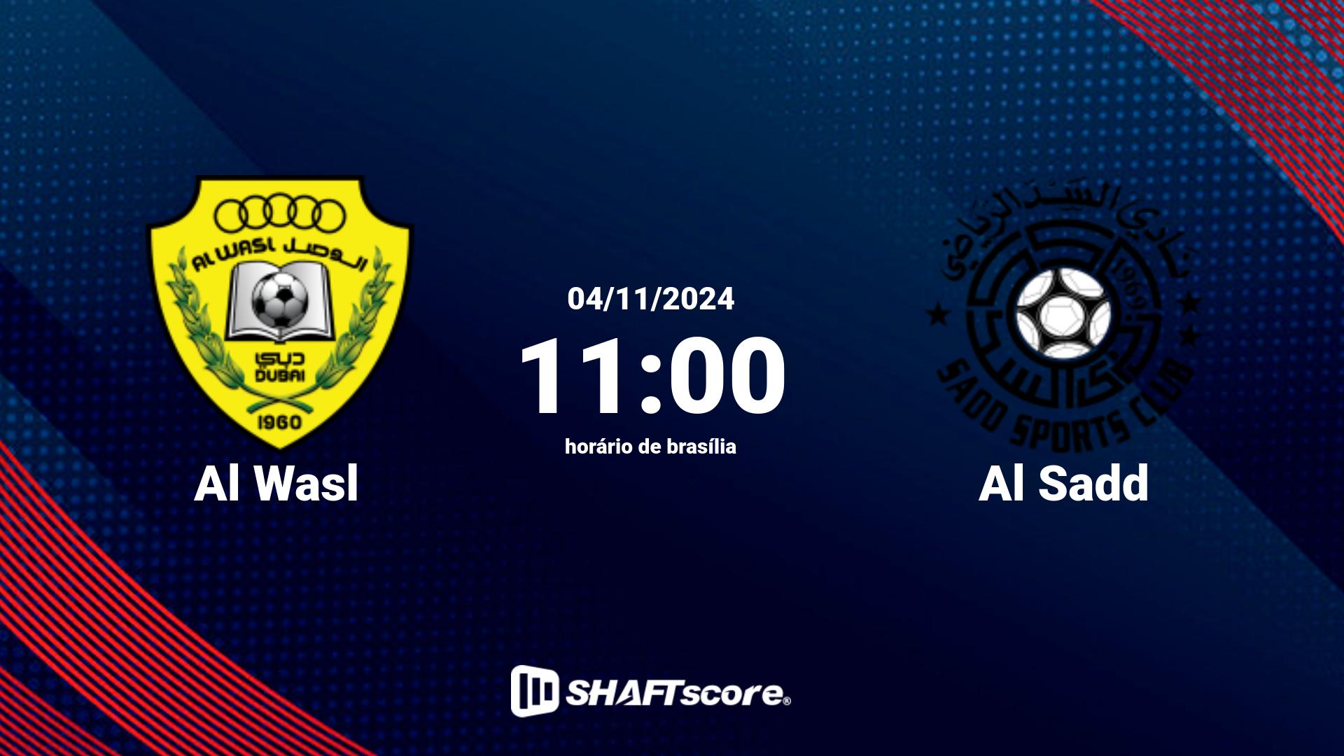 Estatísticas do jogo Al Wasl vs Al Sadd 04.11 11:00