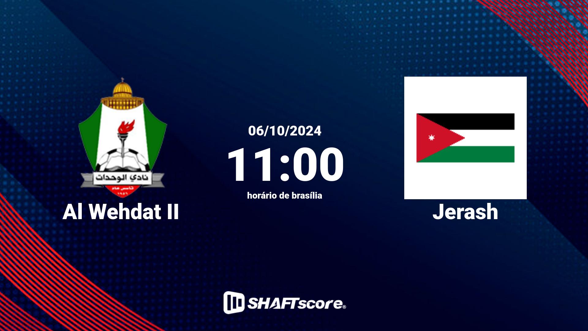 Estatísticas do jogo Al Wehdat II vs Jerash 06.10 11:00