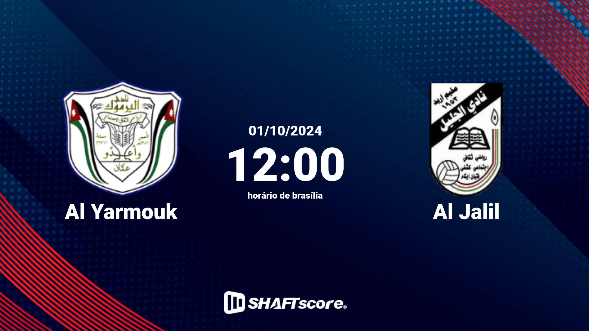 Estatísticas do jogo Al Yarmouk vs Al Jalil 01.10 12:00