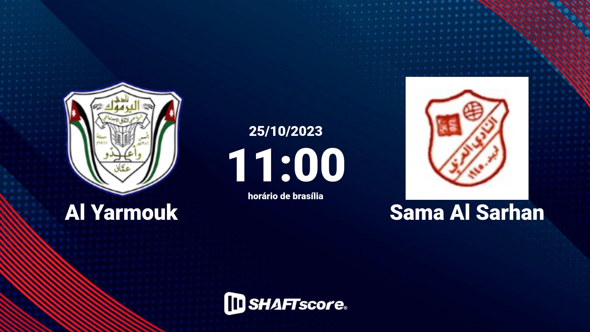 Estatísticas do jogo Al Yarmouk vs Sama Al Sarhan 25.10 11:00