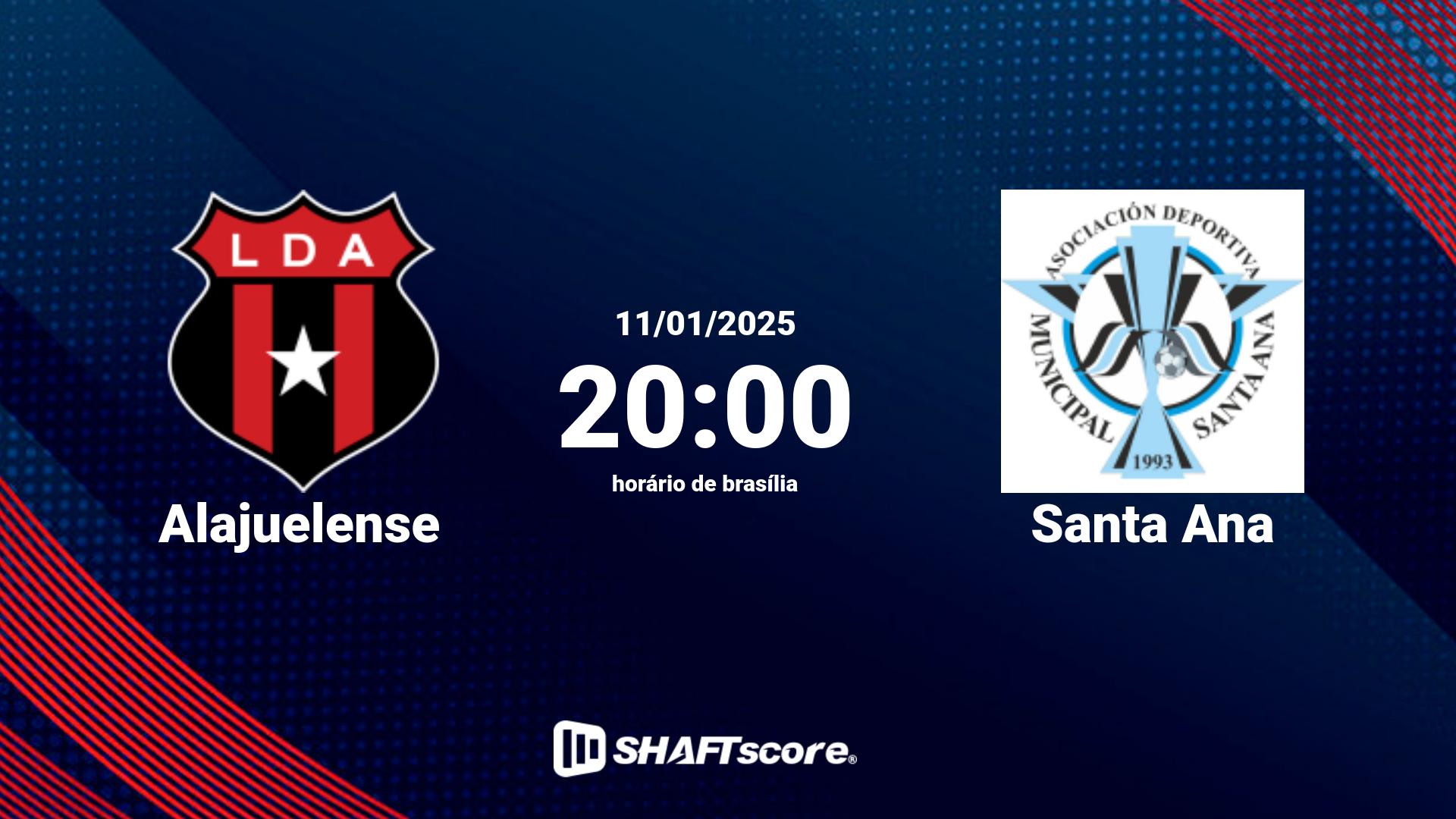 Estatísticas do jogo Alajuelense vs Santa Ana 11.01 20:00