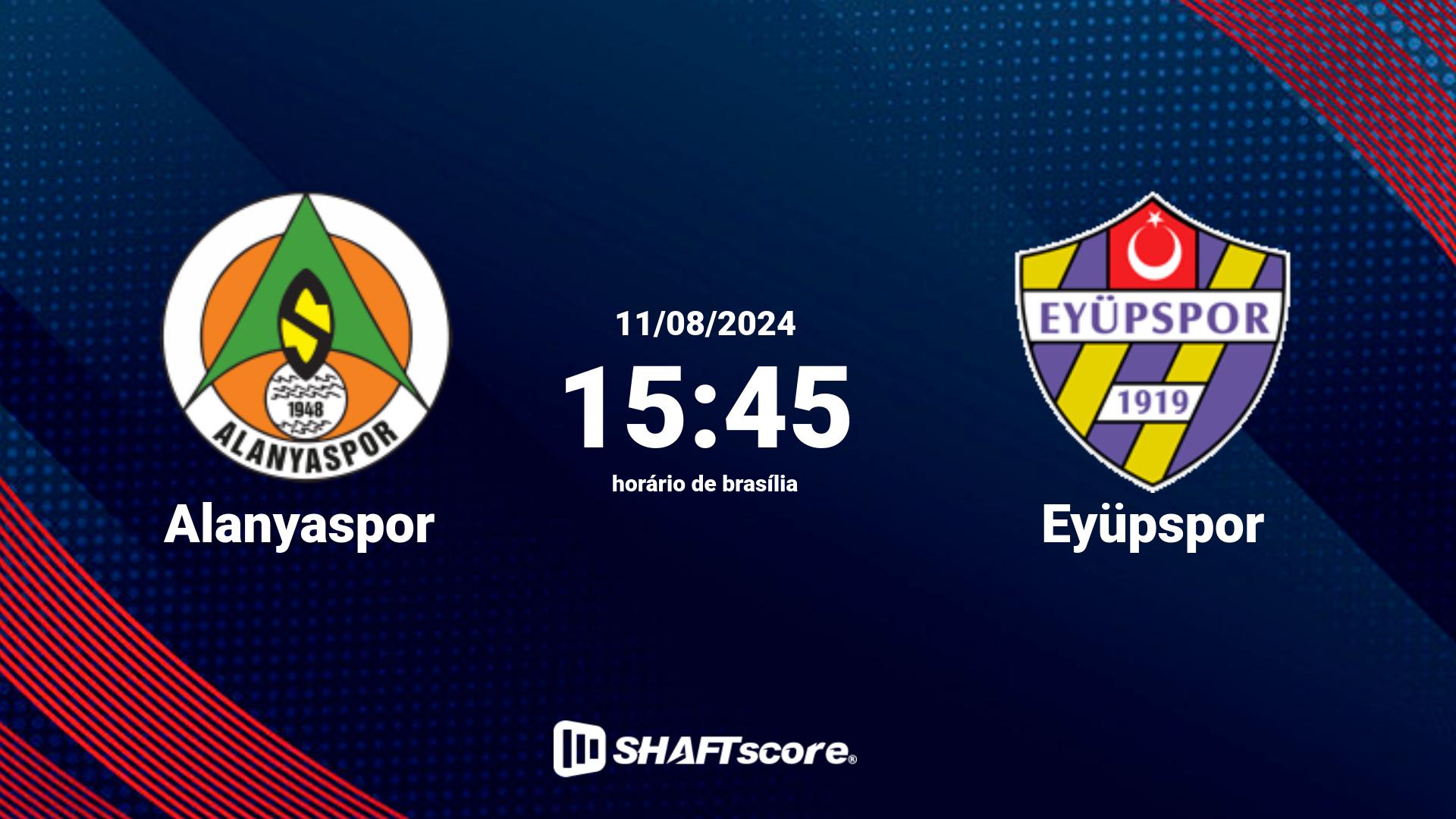 Estatísticas do jogo Alanyaspor vs Eyüpspor 11.08 15:45