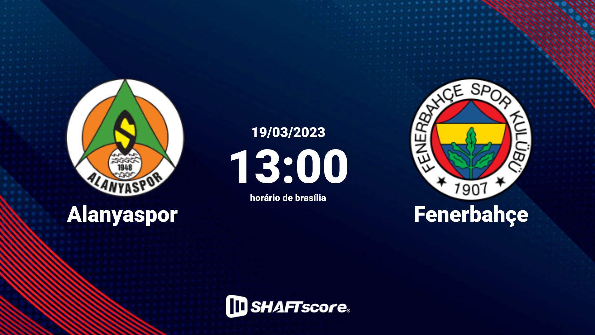 Estatísticas do jogo Alanyaspor vs Fenerbahçe 19.03 13:00