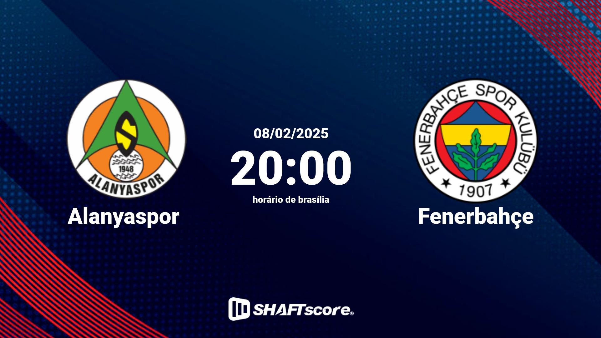 Estatísticas do jogo Alanyaspor vs Fenerbahçe 08.02 20:00