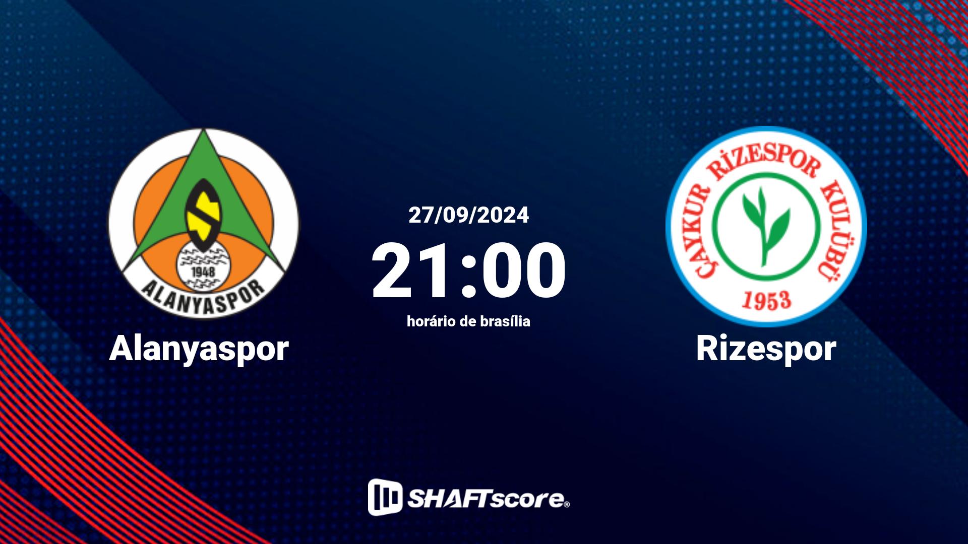 Estatísticas do jogo Alanyaspor vs Rizespor 27.09 21:00