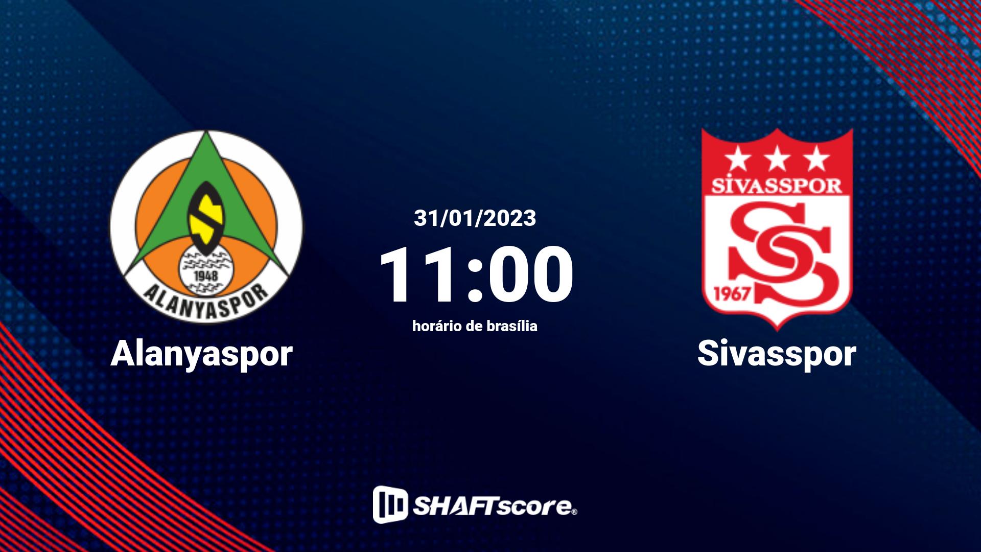 Estatísticas do jogo Alanyaspor vs Sivasspor 31.01 11:00