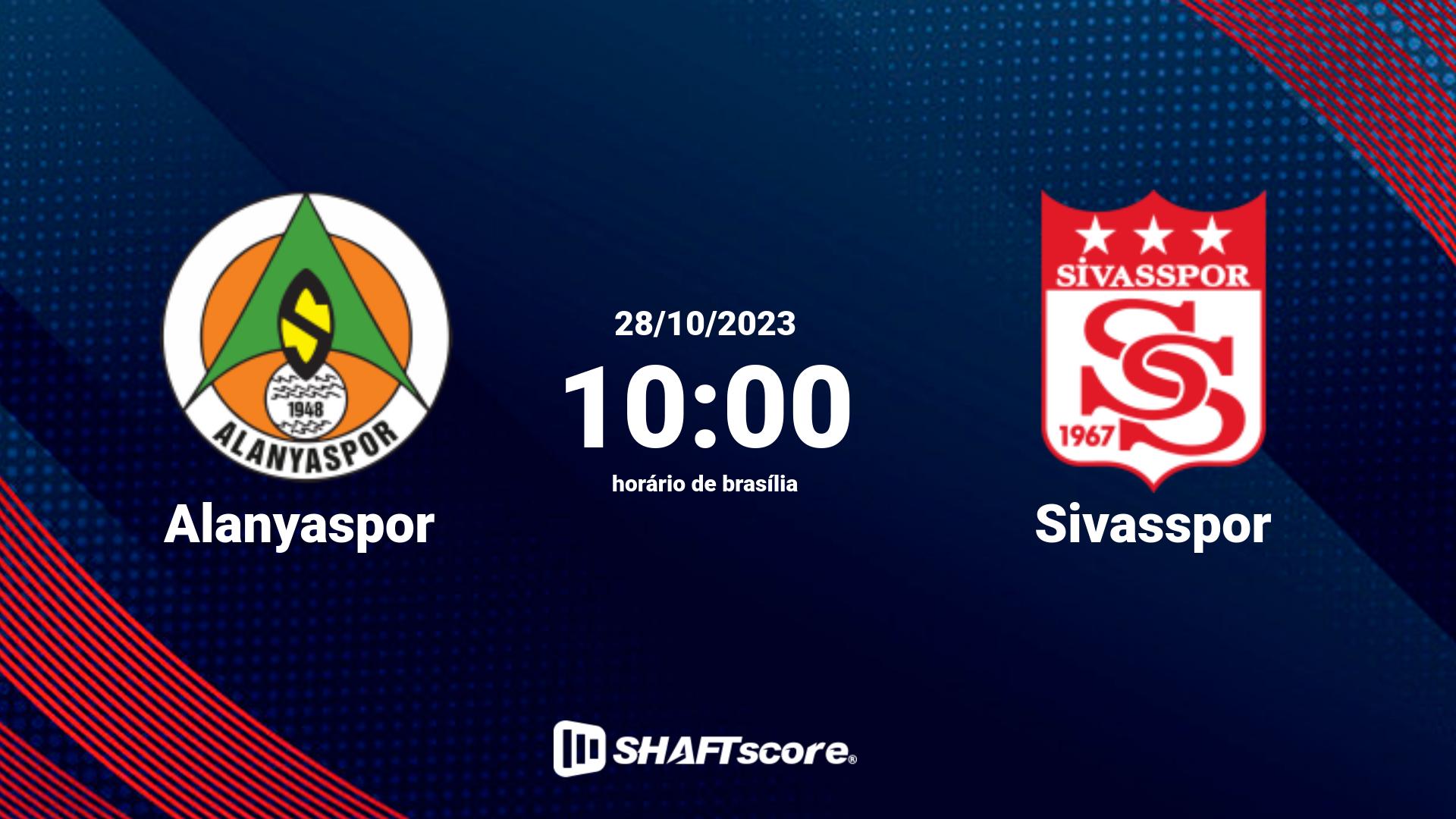 Estatísticas do jogo Alanyaspor vs Sivasspor 28.10 10:00