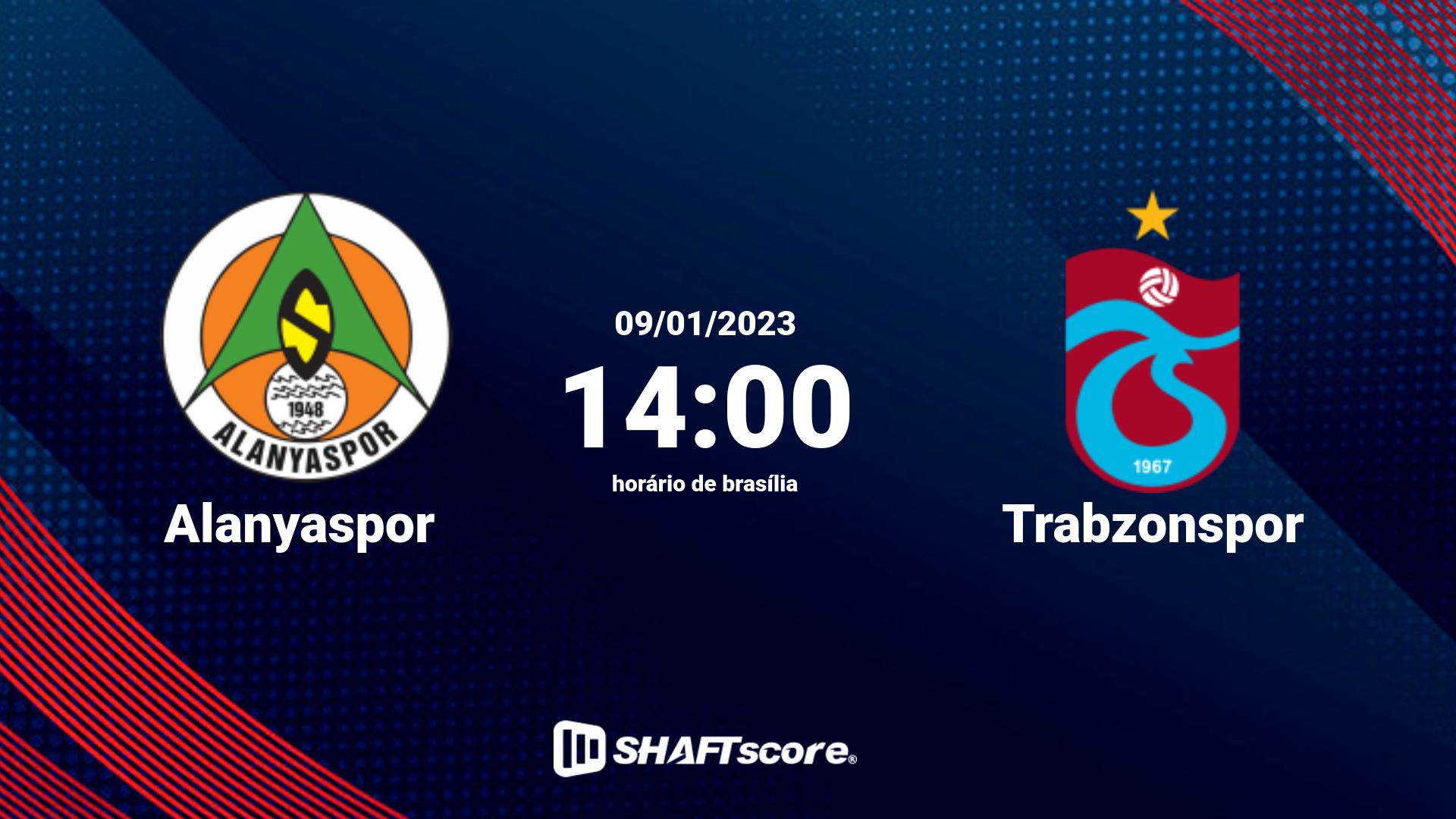 Estatísticas do jogo Alanyaspor vs Trabzonspor 09.01 14:00