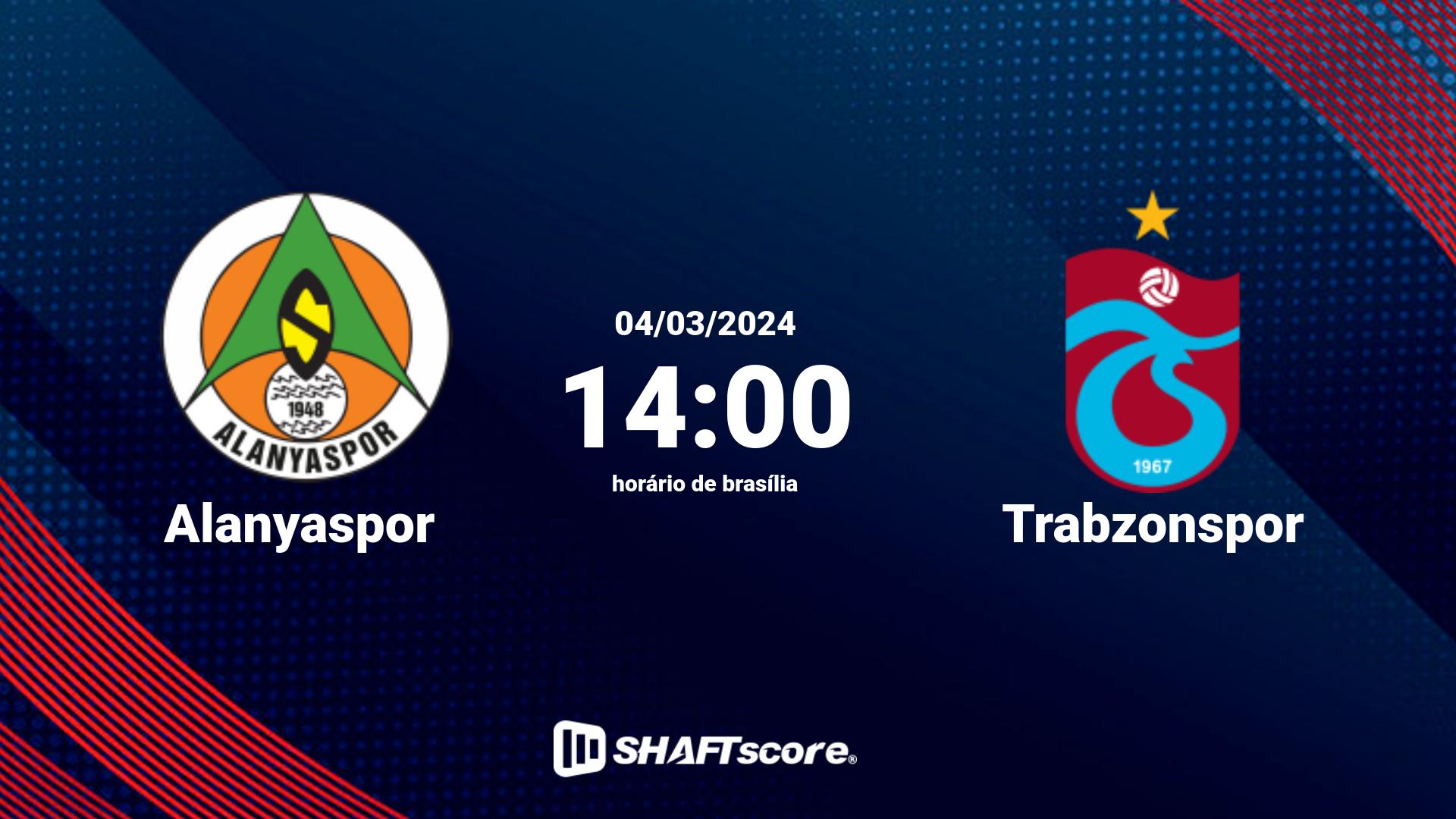 Estatísticas do jogo Alanyaspor vs Trabzonspor 04.03 14:00