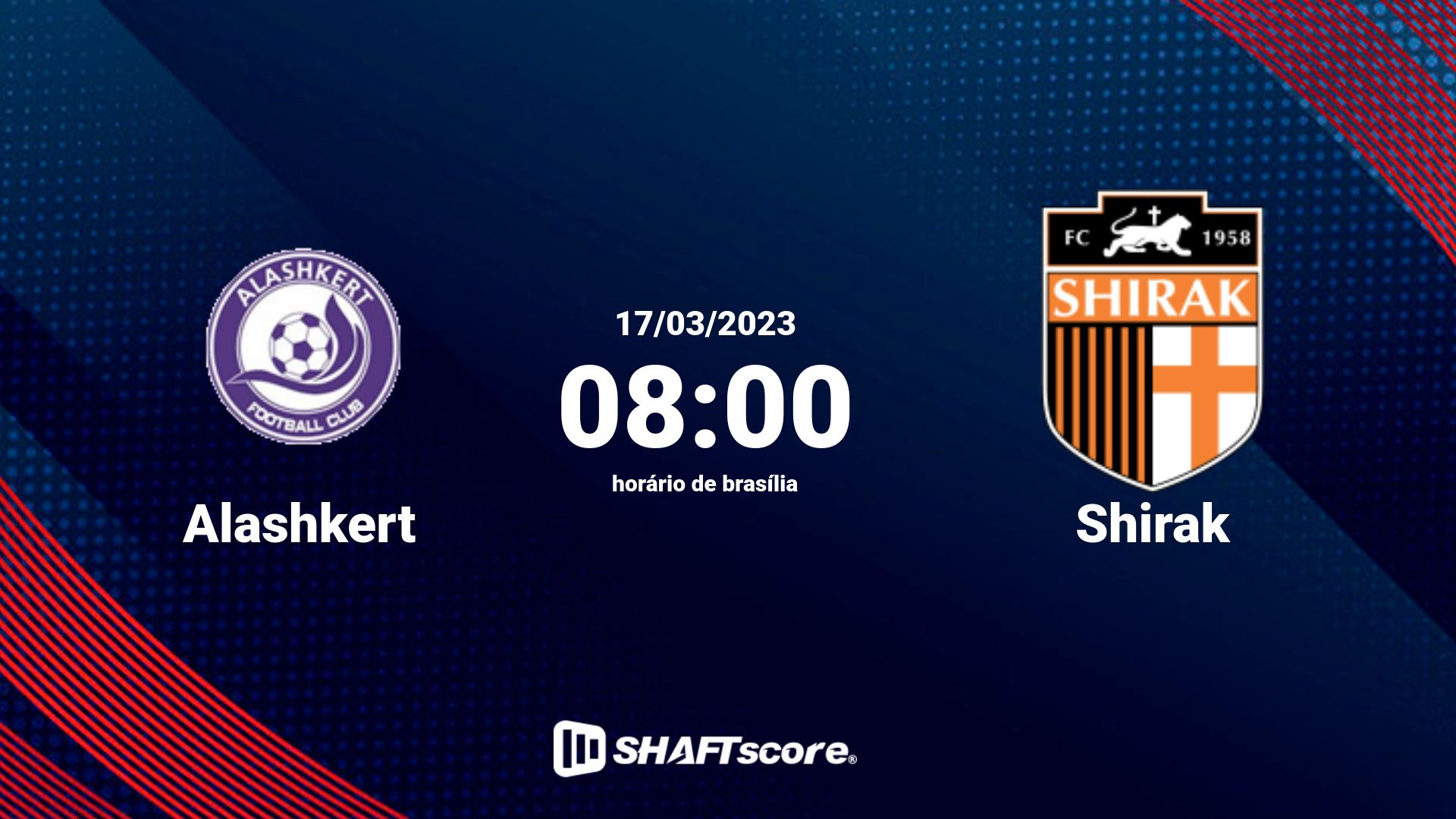 Estatísticas do jogo Alashkert vs Shirak 17.03 08:00