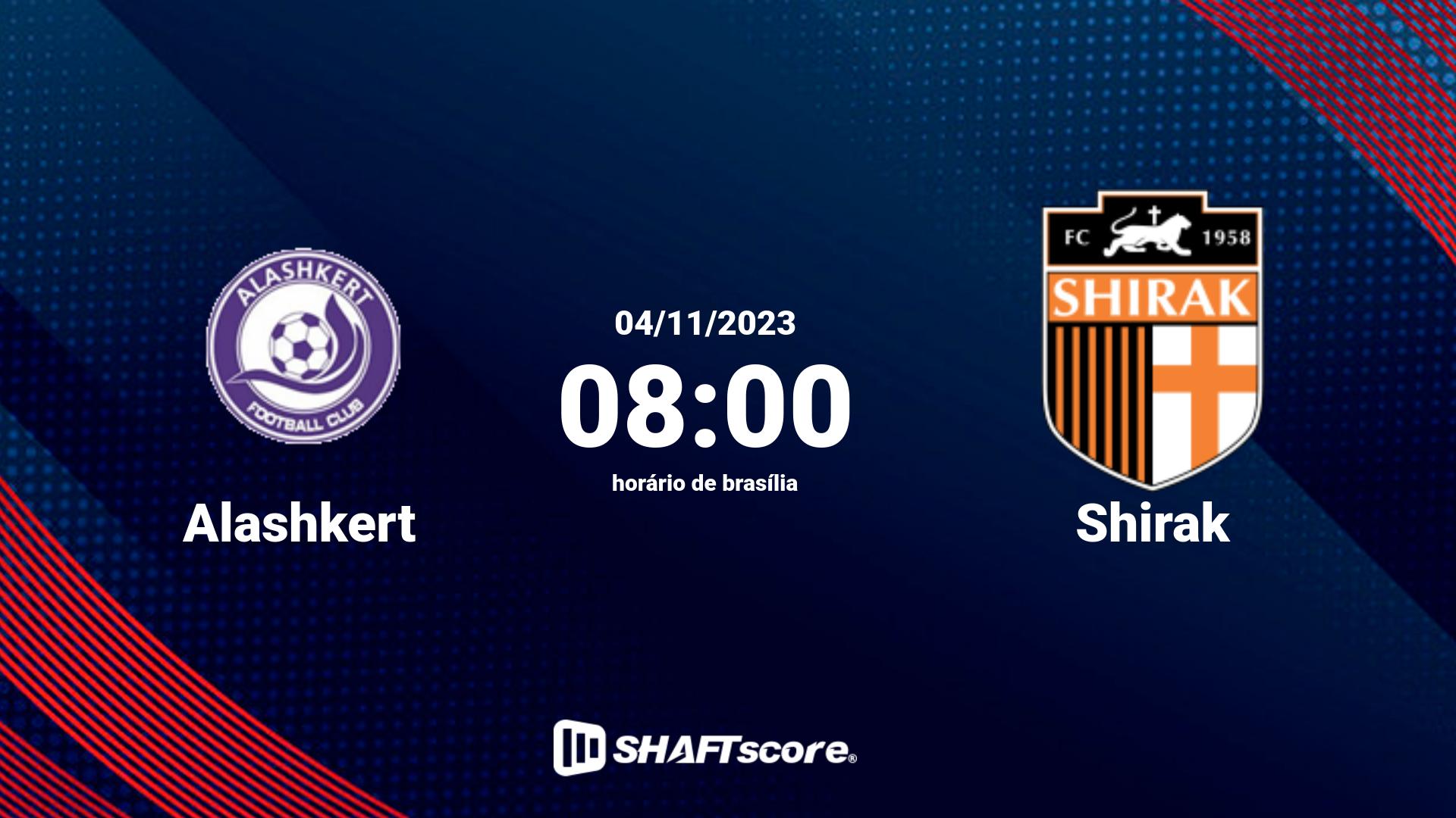 Estatísticas do jogo Alashkert vs Shirak 04.11 08:00