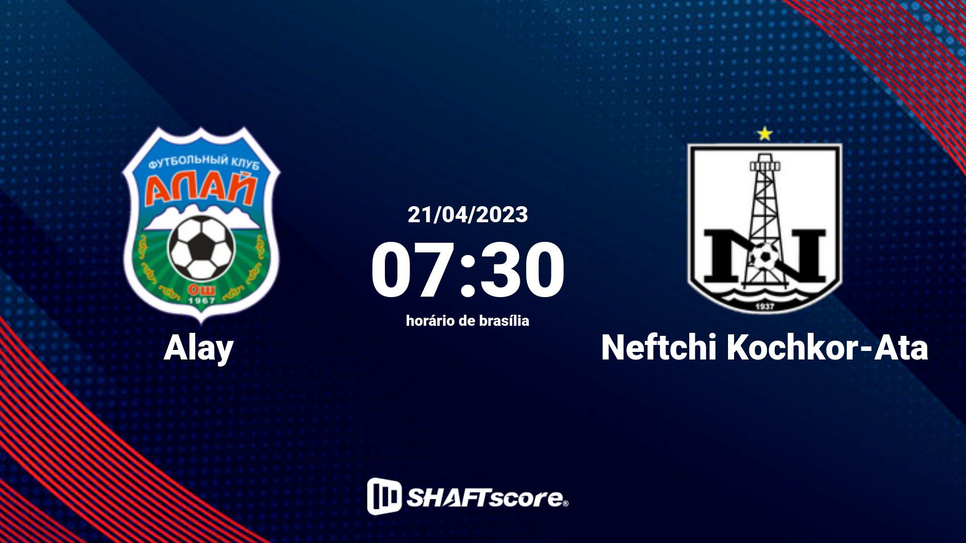 Estatísticas do jogo Alay vs Neftchi Kochkor-Ata 21.04 07:30