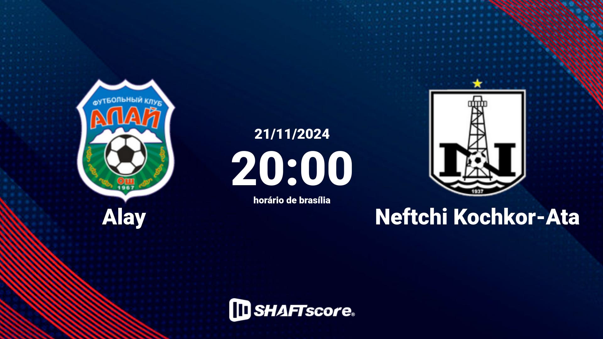 Estatísticas do jogo Alay vs Neftchi Kochkor-Ata 21.11 20:00