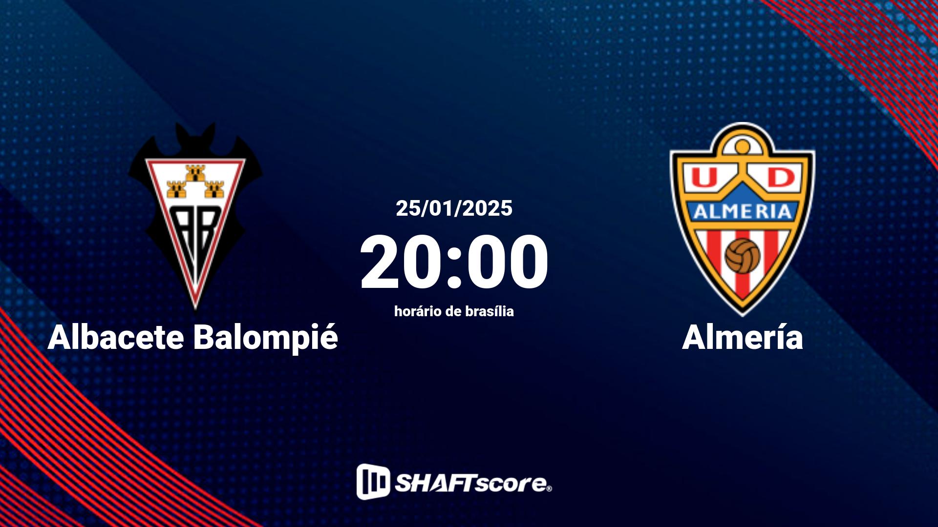 Estatísticas do jogo Albacete Balompié vs Almería 25.01 20:00