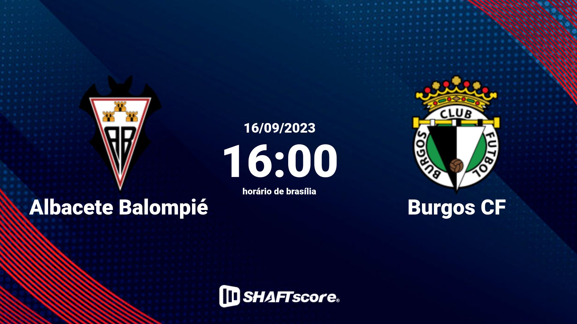 Estatísticas do jogo Albacete Balompié vs Burgos CF 16.09 16:00