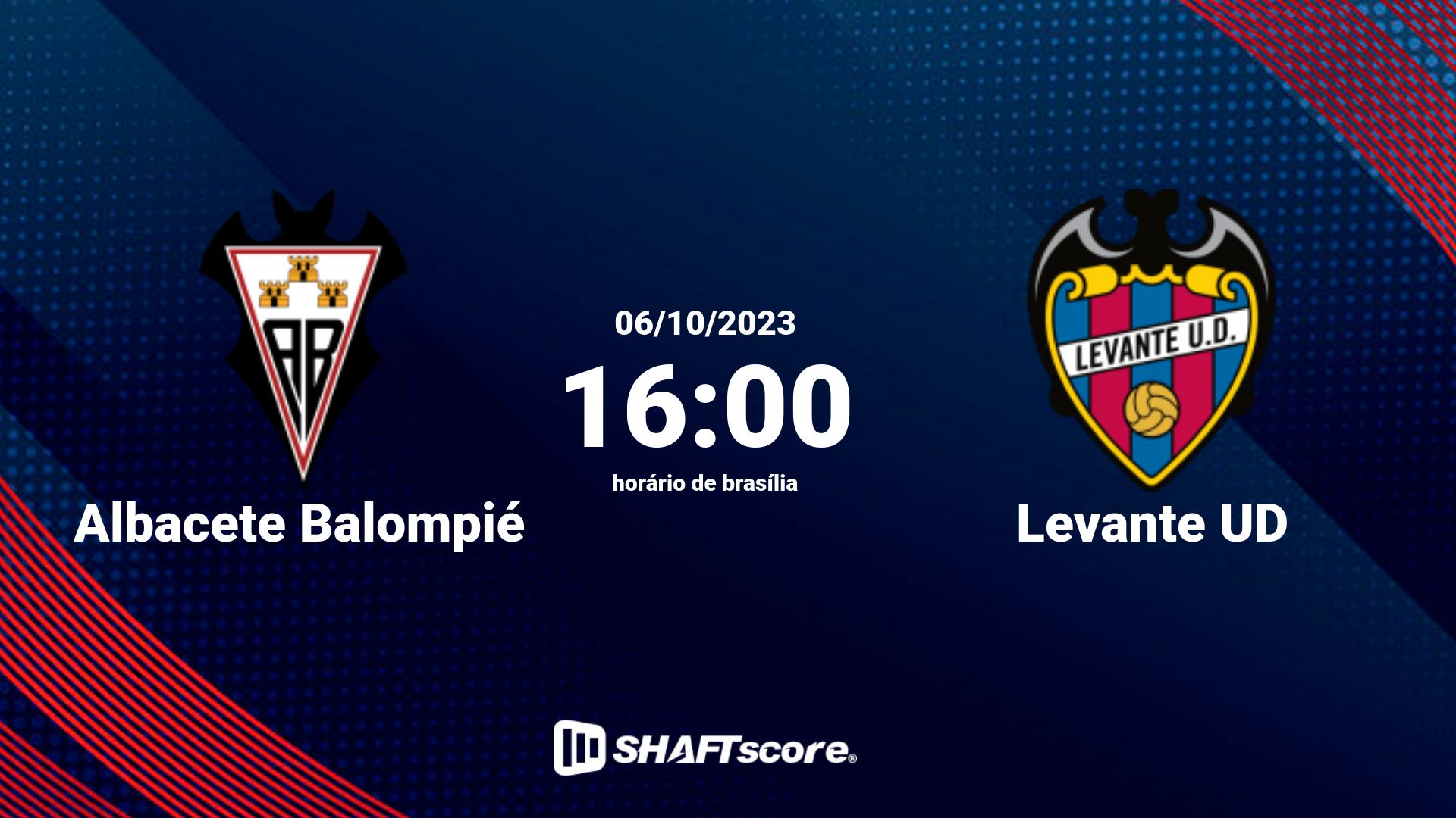 Estatísticas do jogo Albacete Balompié vs Levante UD 06.10 16:00