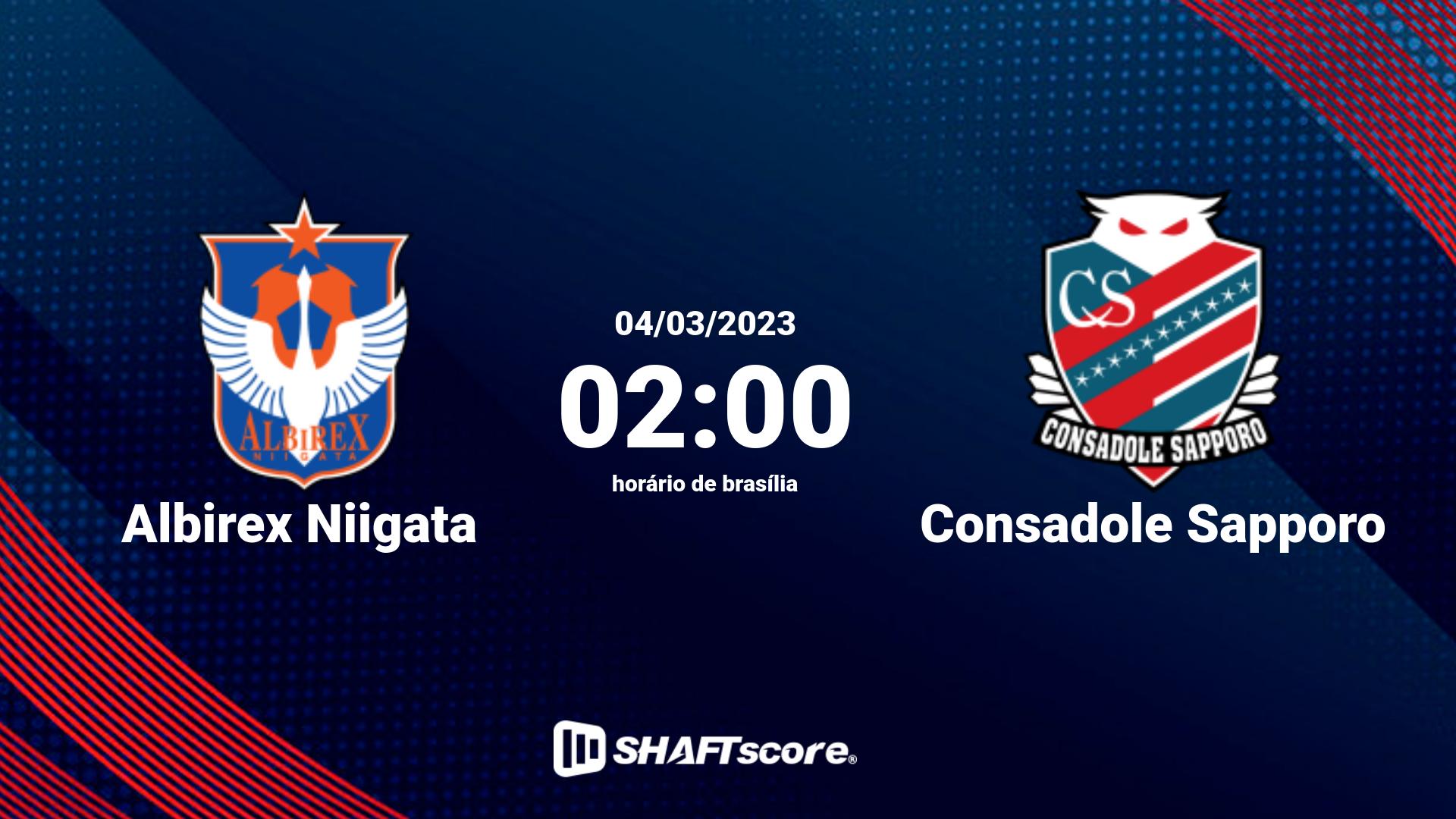 Estatísticas do jogo Albirex Niigata vs Consadole Sapporo 04.03 02:00